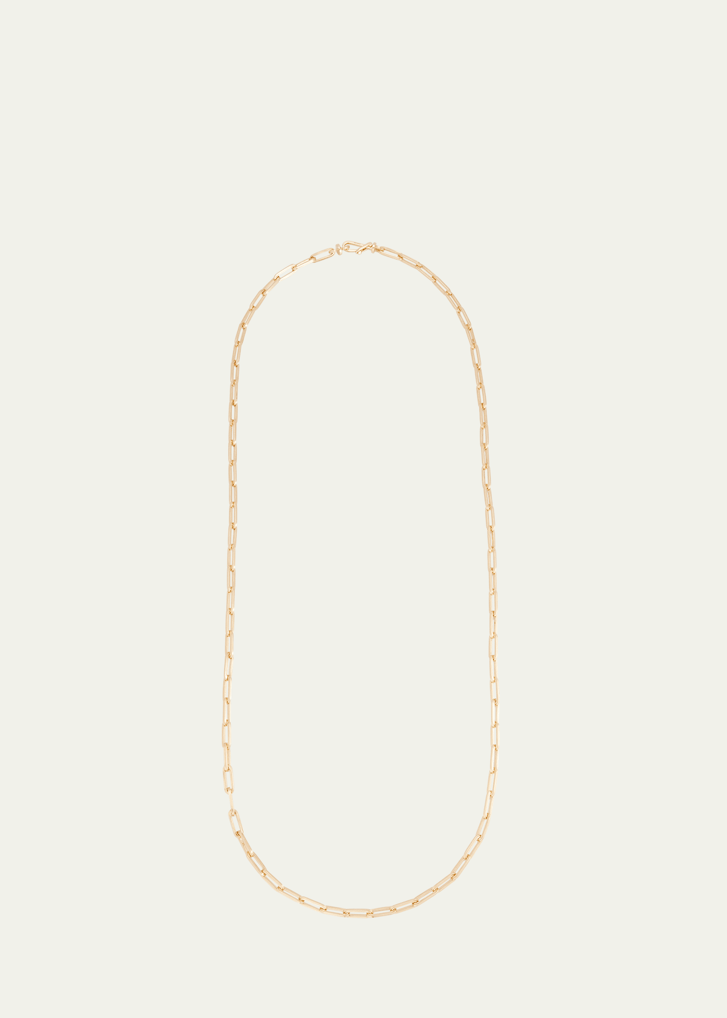 18K Yellow Gold Medium Rectangular Link Chain Long Necklace