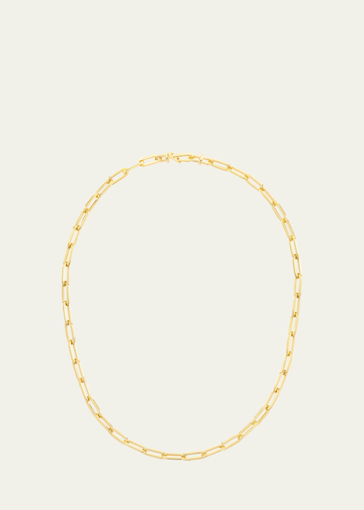 18K Yellow Gold Medium Rectangular Link Chain Short Necklace