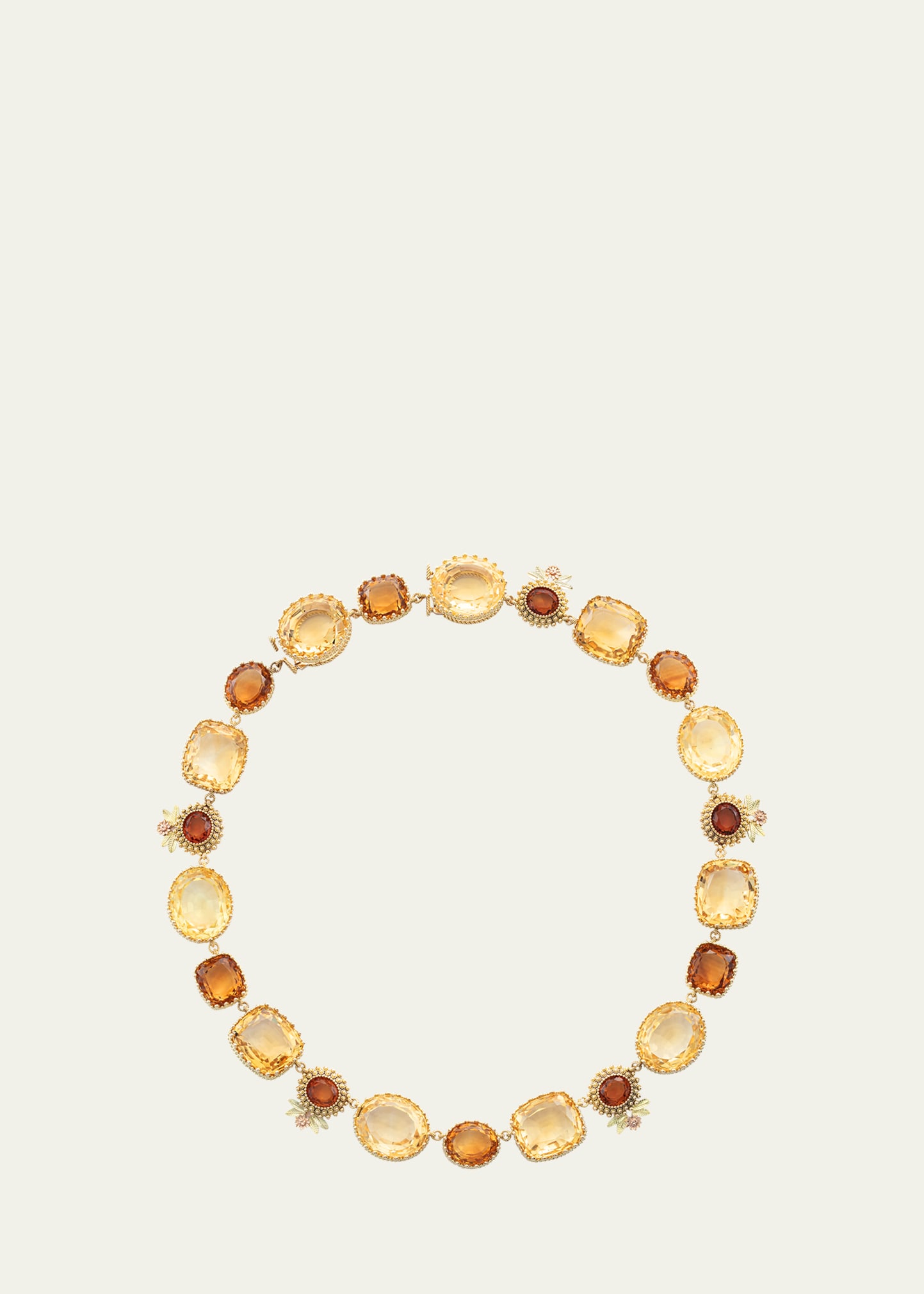 18K Yellow and Pink Gold Pierreries Necklace with Floral Pattern and Citrine