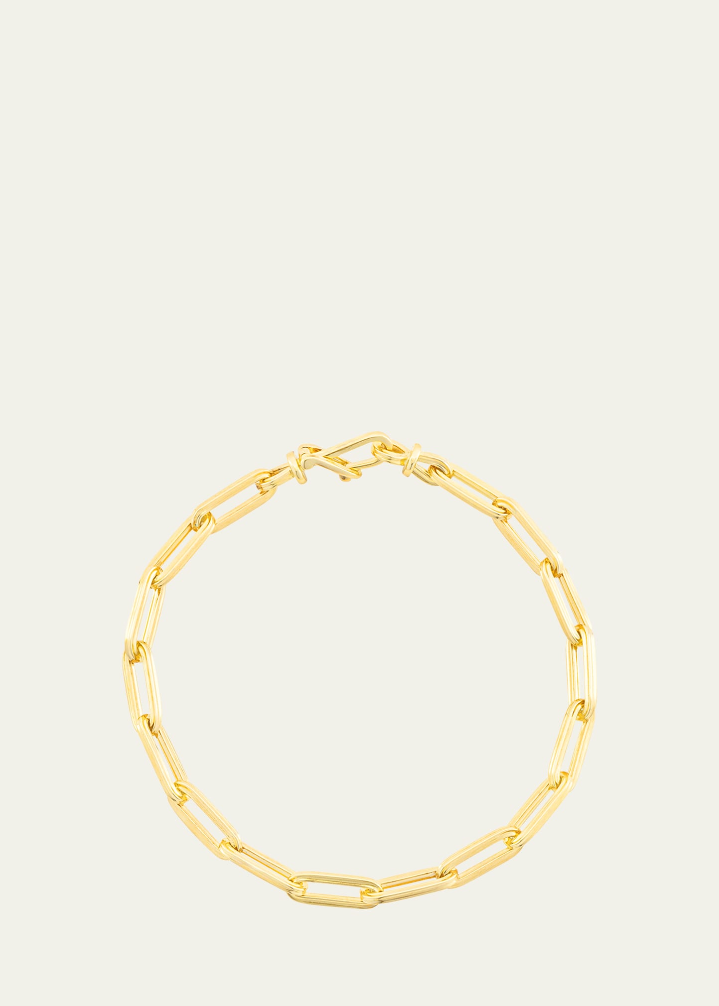 18K Yellow Gold Medium Rectangular Link Chain Bracelet