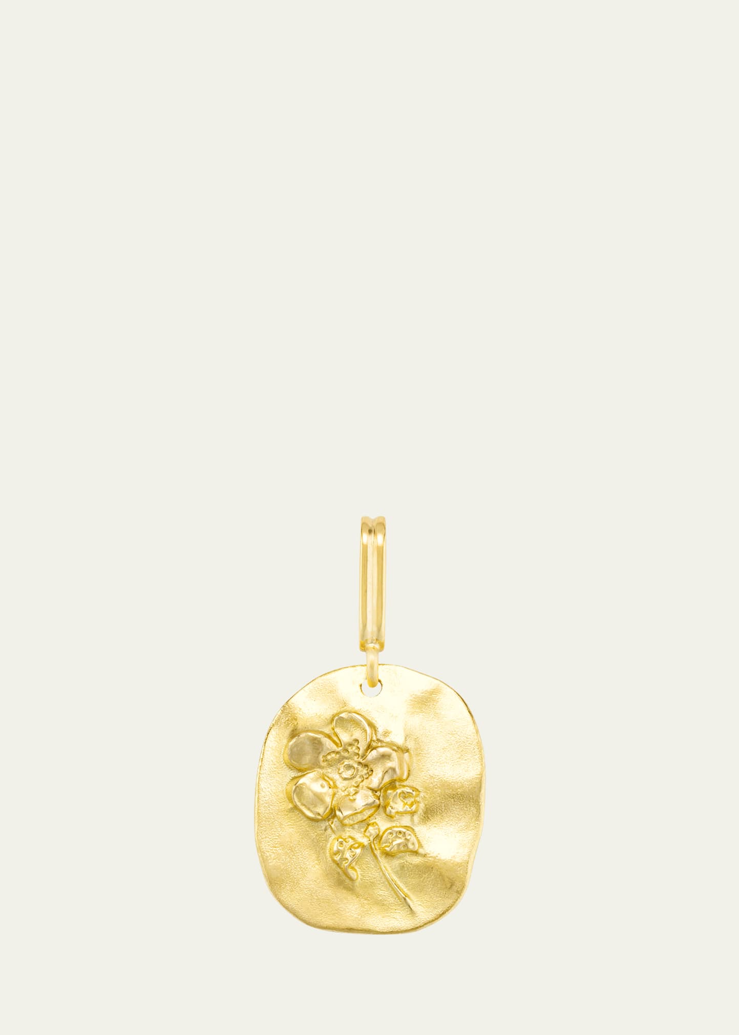 18K Yellow Gold Wild Rose Medal Charm