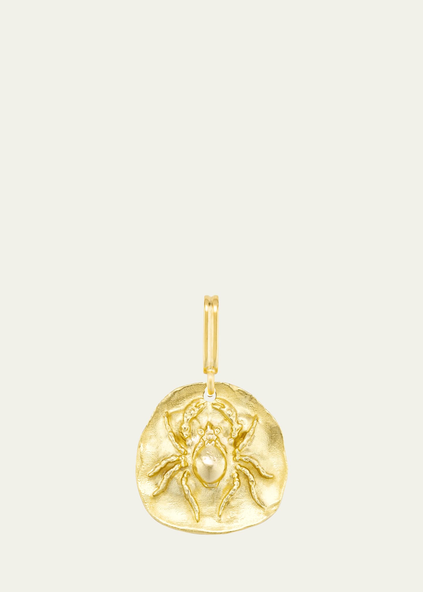 18K Yellow Gold Spider Medal Charm