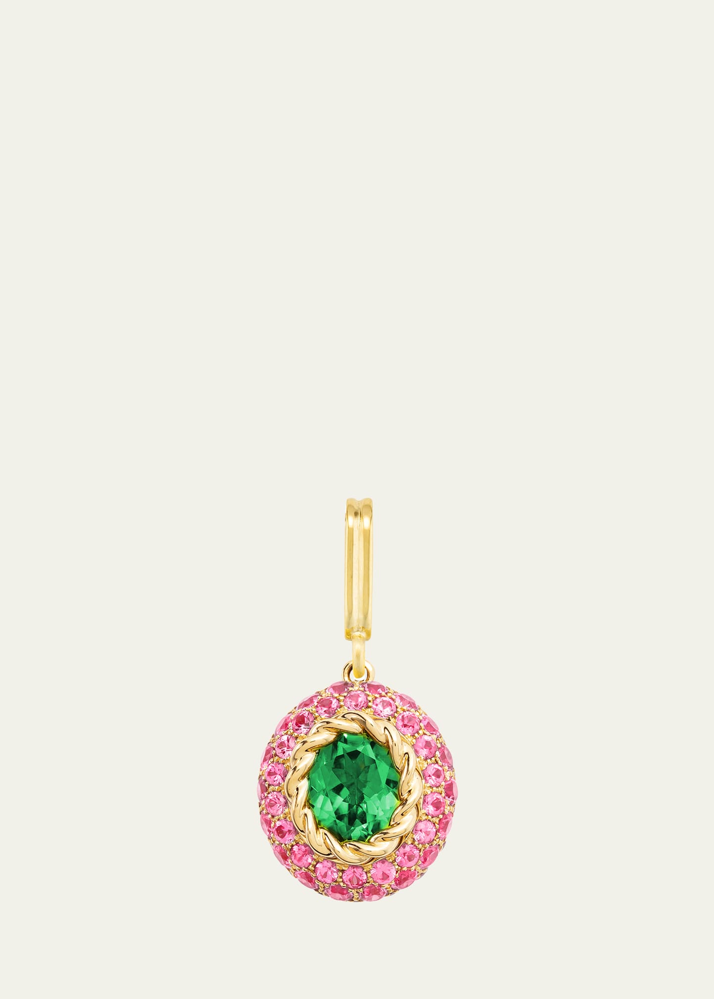 Mellerio 18k Yellow Gold Baby Fields Medal Charm With Peridot And Pink Sapphires In Multi