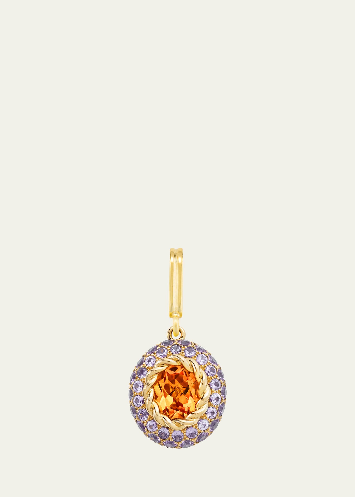 Mellerio 18k Yellow Gold Baby Blossom Medal Charm With Citrine And Purple Sapphires In Multi
