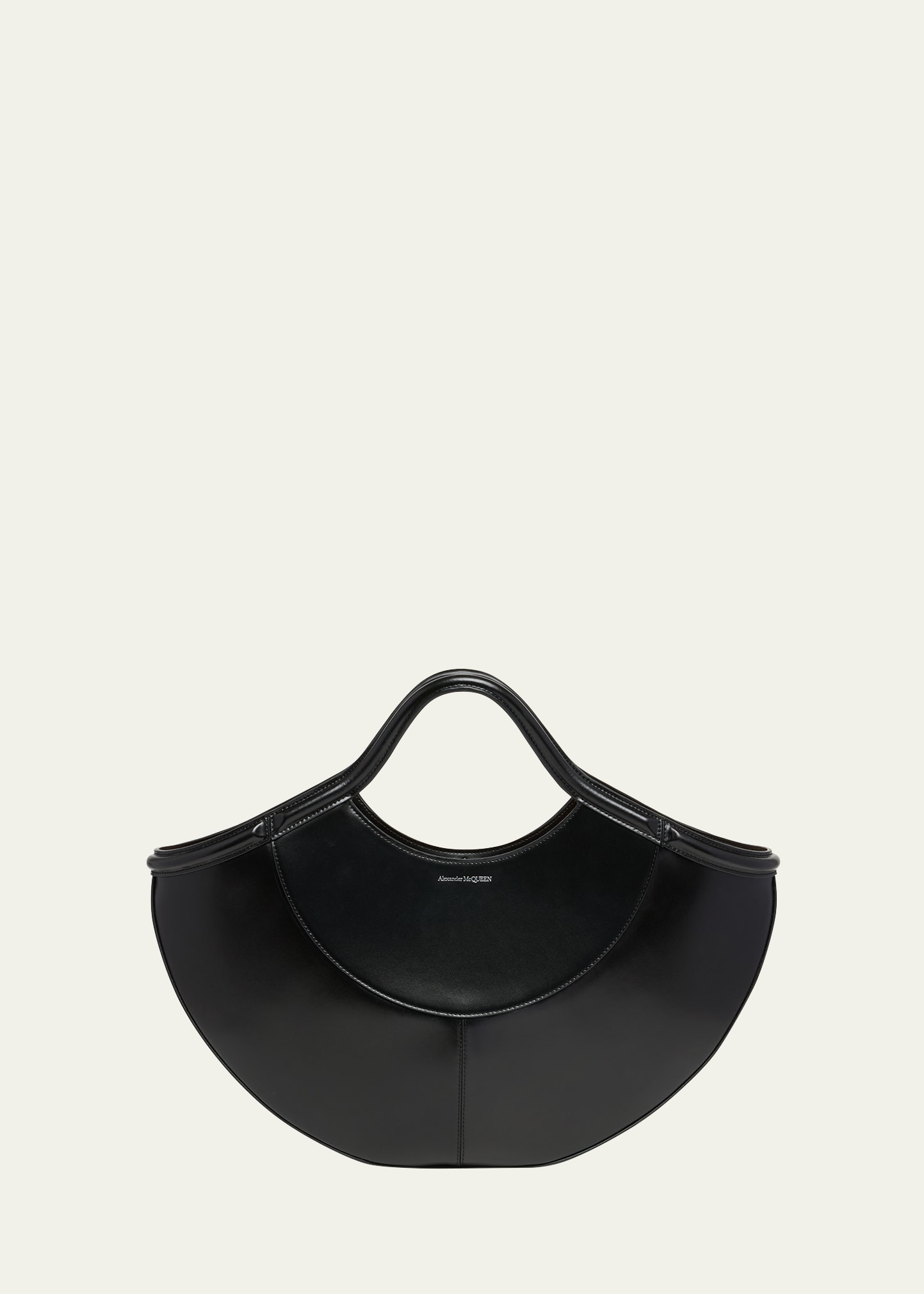 Shop Alexander Mcqueen The Cove Leather Top-handle Bag In 1000 Black