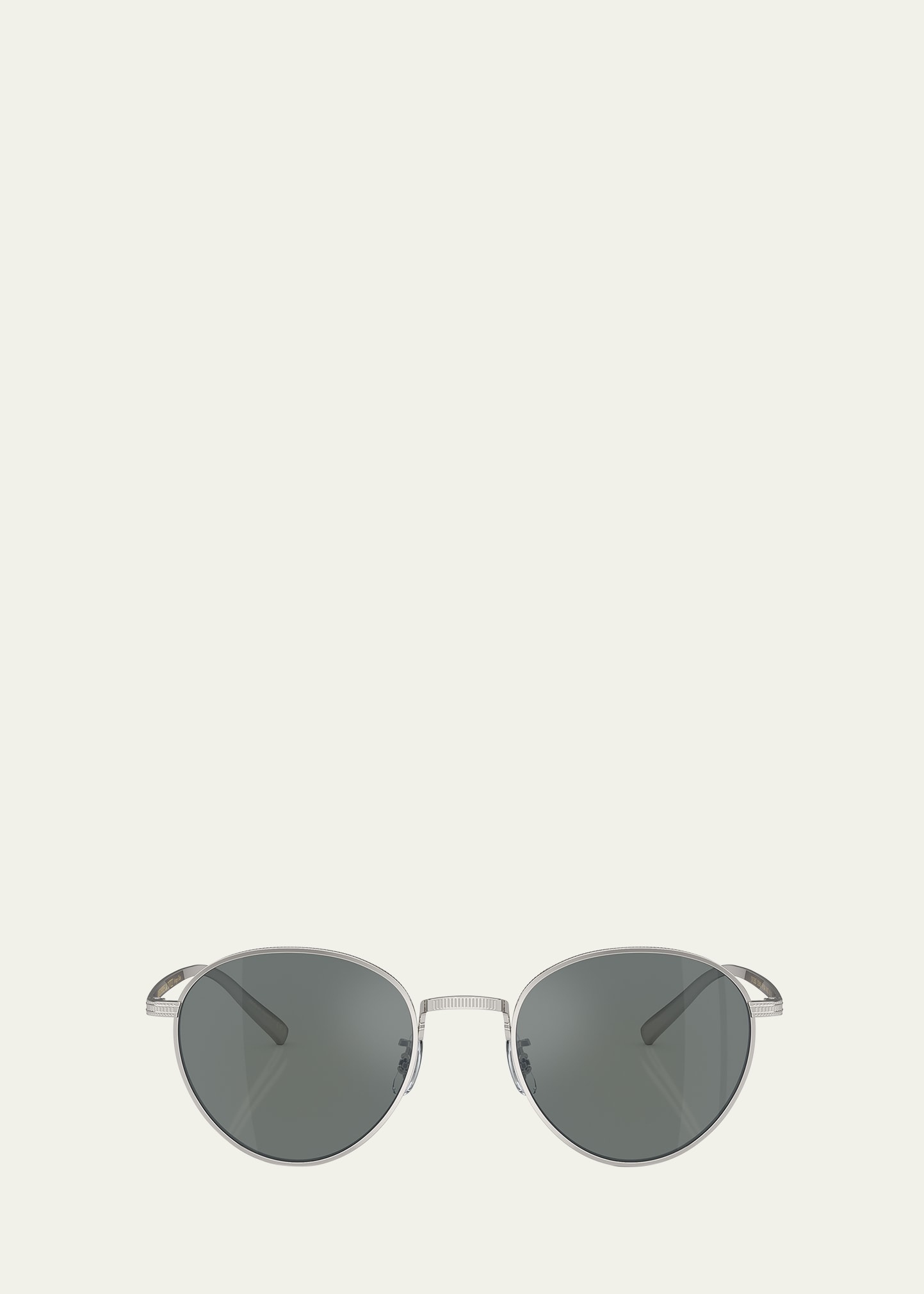 Shop Oliver Peoples Men's Rhydian Titanium Round Sunglasses In Silver