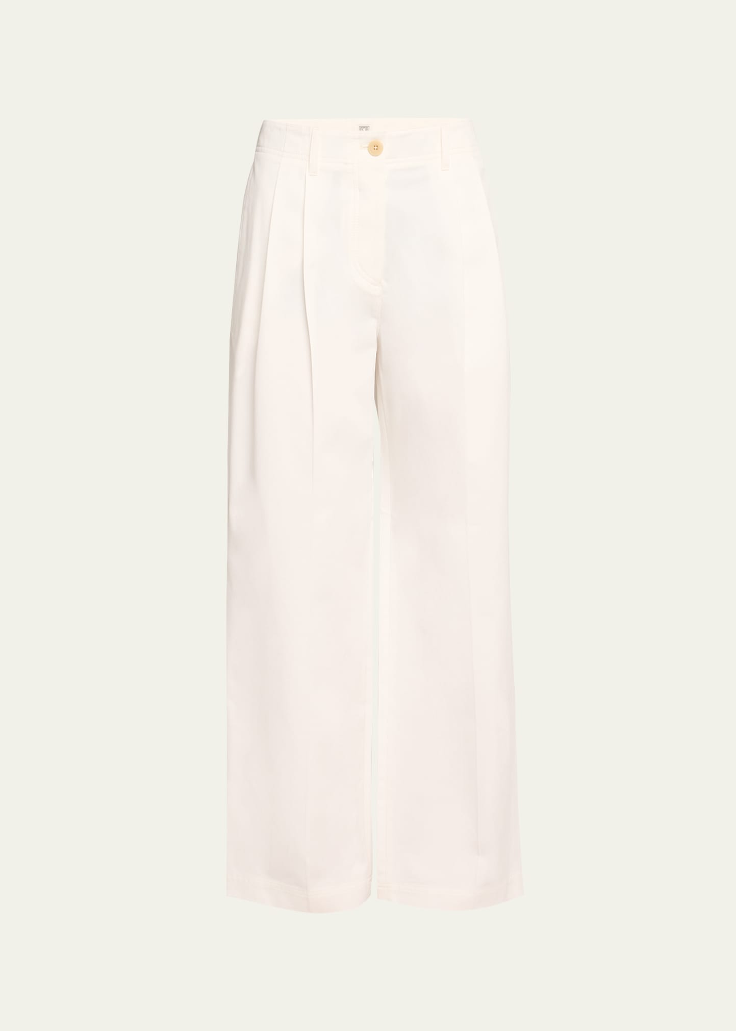 Shop Totême Mid-rise Pleated Relaxed Wide-leg Twill Trousers In Open White