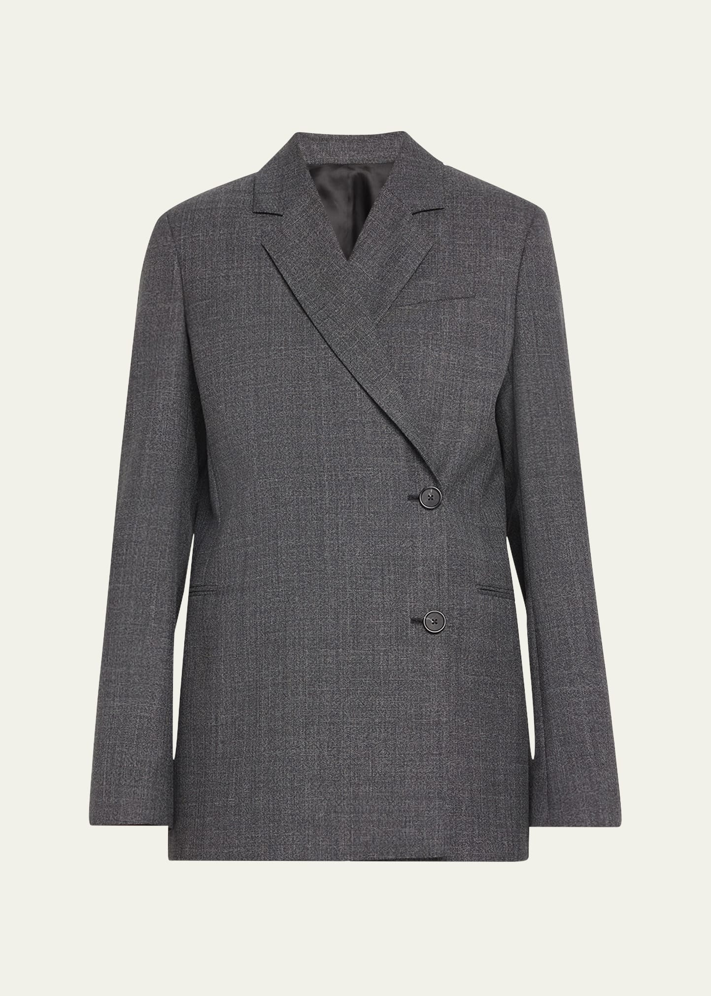 Totême Double-breasted Recycled Woven Blazer In Black