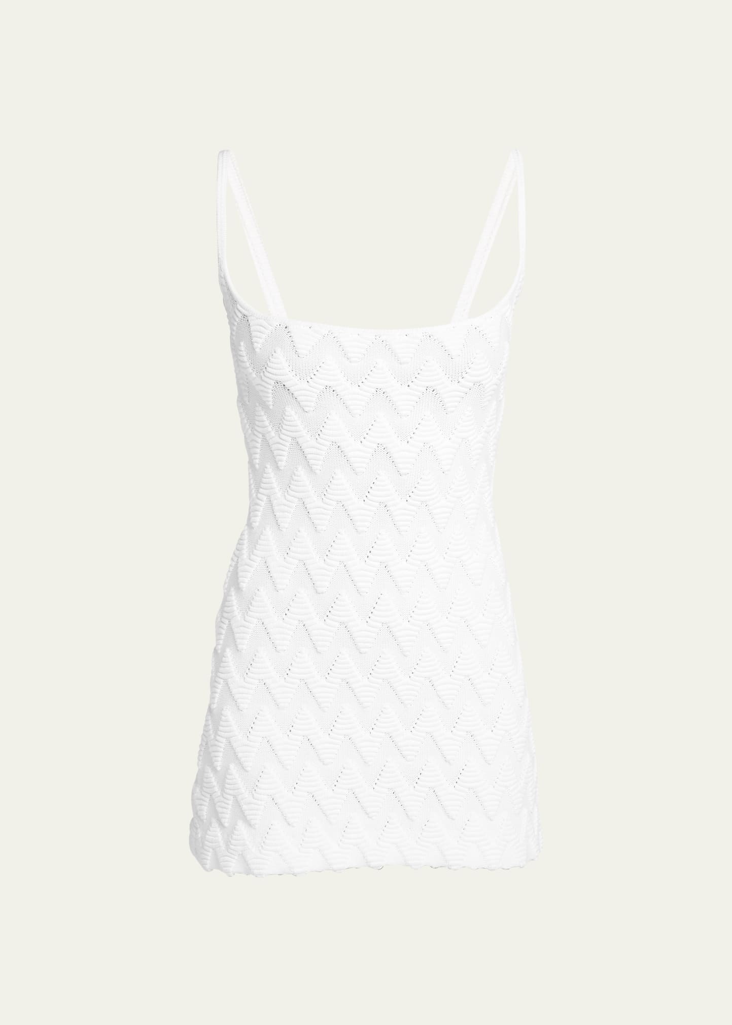 Shop Missoni Chevron Knit Sleeveless Mini Dress In Marshmallow