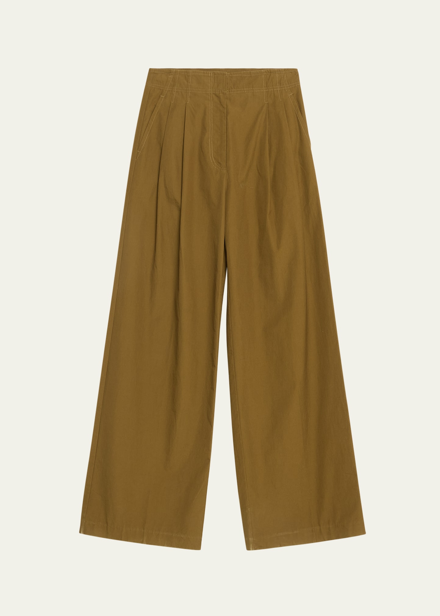 Ulla Johnson Lani Wide-leg Cotton Twill Pants In Green