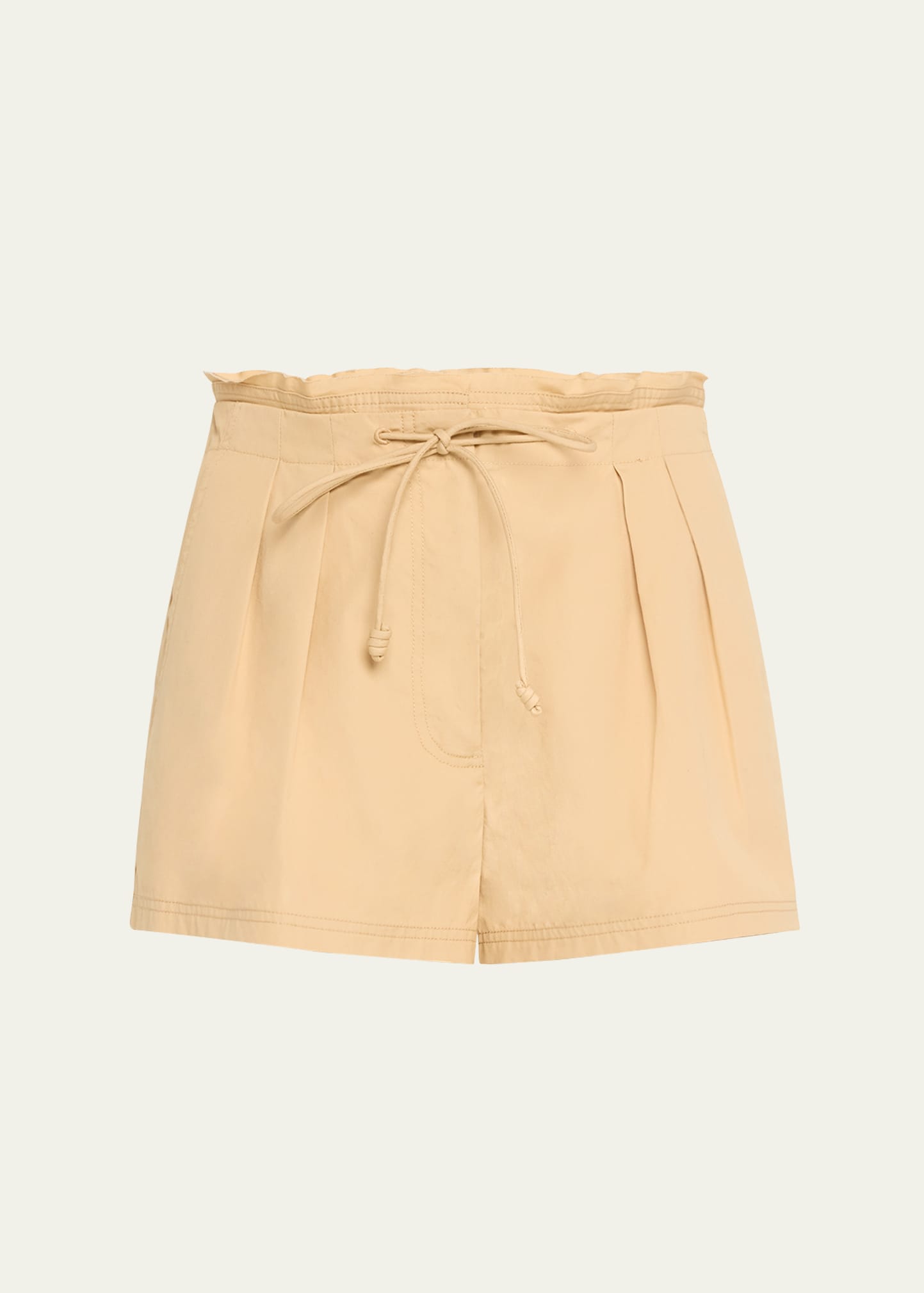 Camryn Drawstring Pleated Cotton Shorts