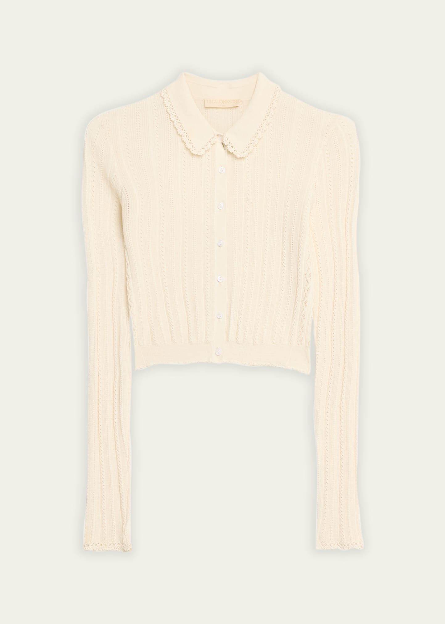 Ulla Johnson Lottie Silk Cotton Pointelle-knit Crop Top In Neutral