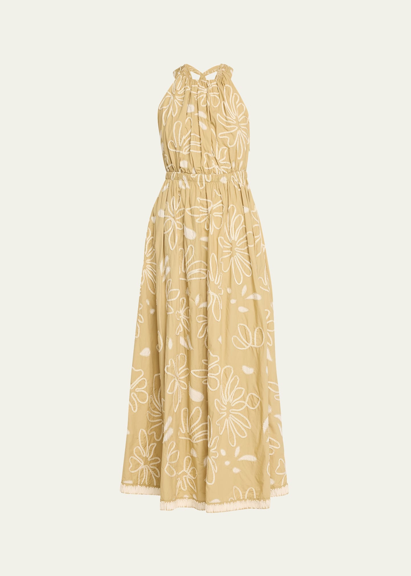 Ulla Johnson Viola Embroidered Maxi Dress In Gold