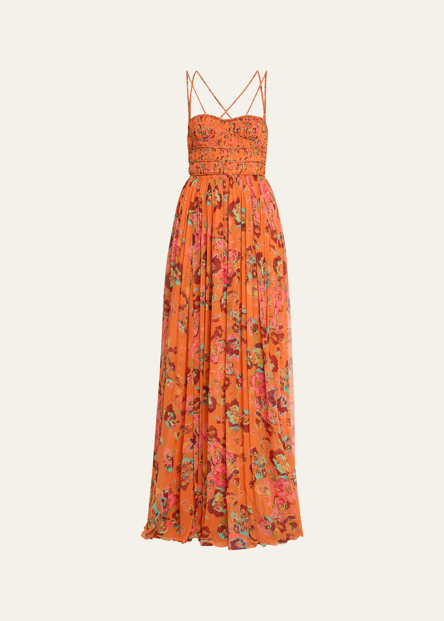 Shop Ulla Johnson Ines Floral Chiffon Gown In Begonia