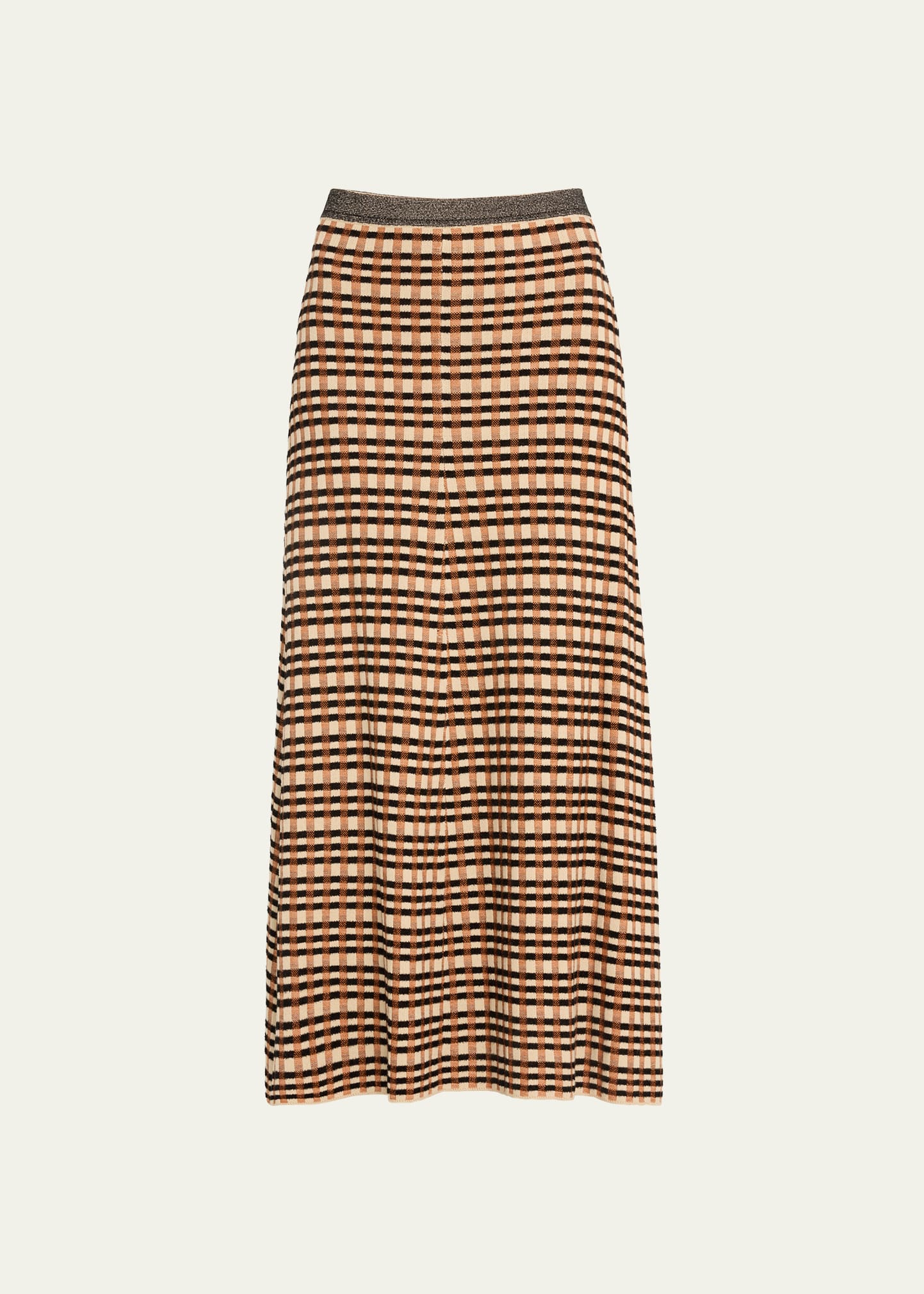 Shop Ulla Johnson Amal Check Knit Maxi Skirt In Tierra Check