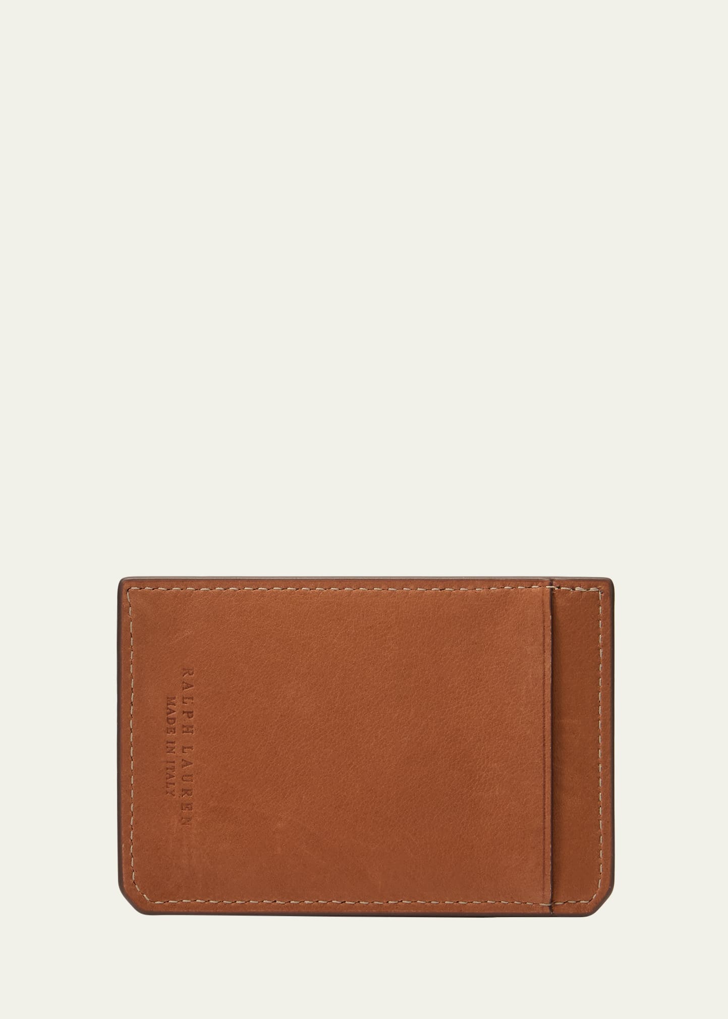 Ralph Lauren Men's Stacked Rl Leather Card Holder In Brown