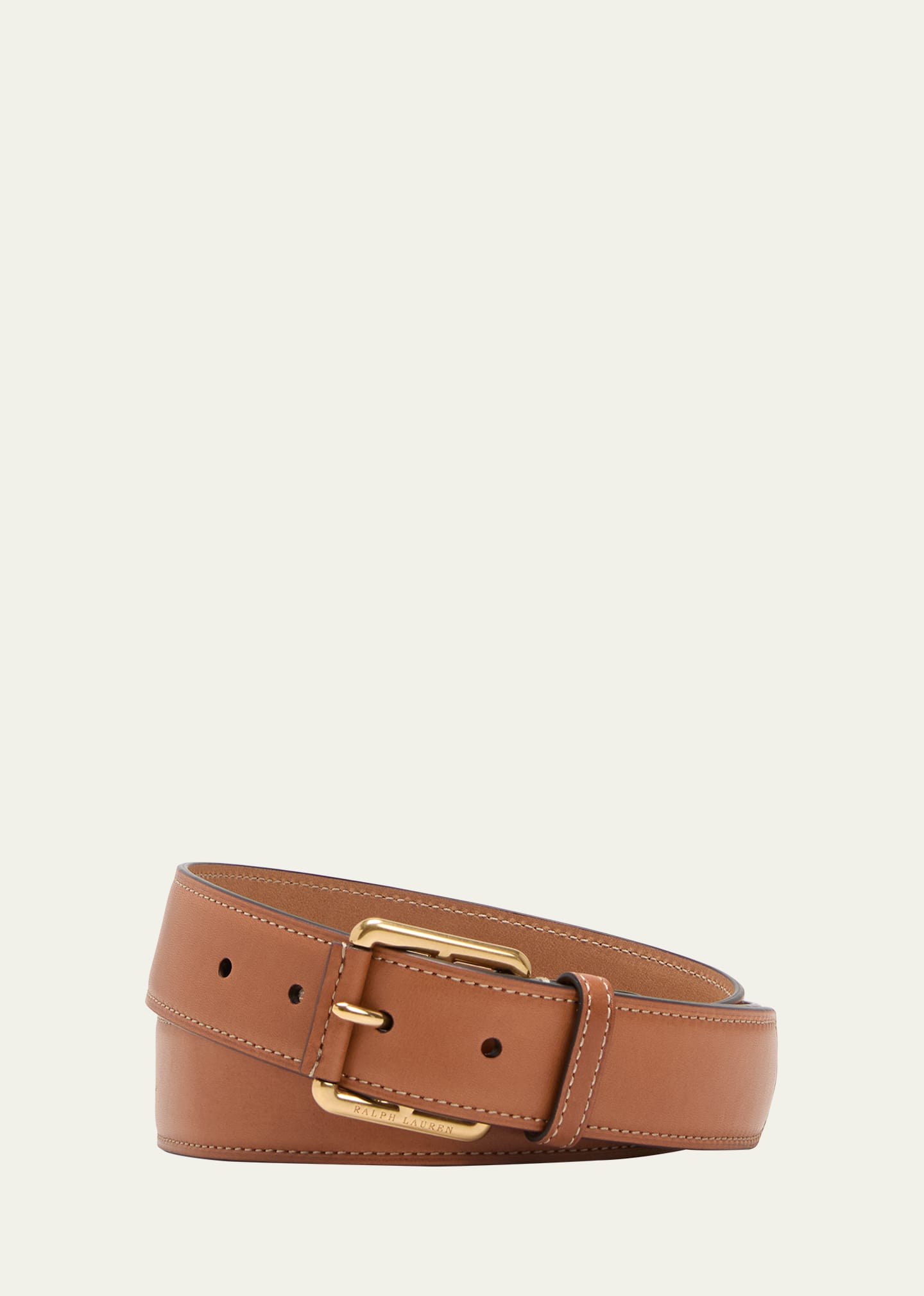 Shop Ralph Lauren Men's Roller-buckle Leather Belt, 35mm In Rl Gold