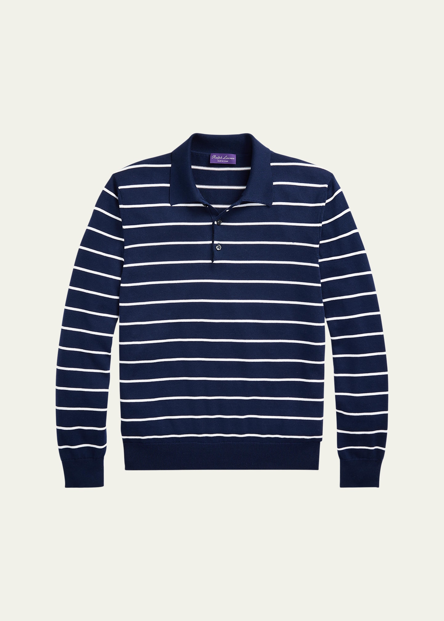 Men's Luxe Striped Jersey Polo Shirt