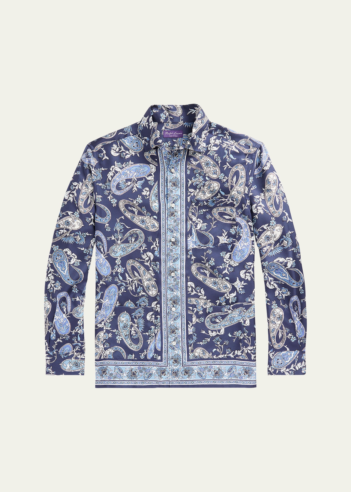 Ralph Lauren Men's Amura Paisley Mulberry Silk Sport Shirt In Blue