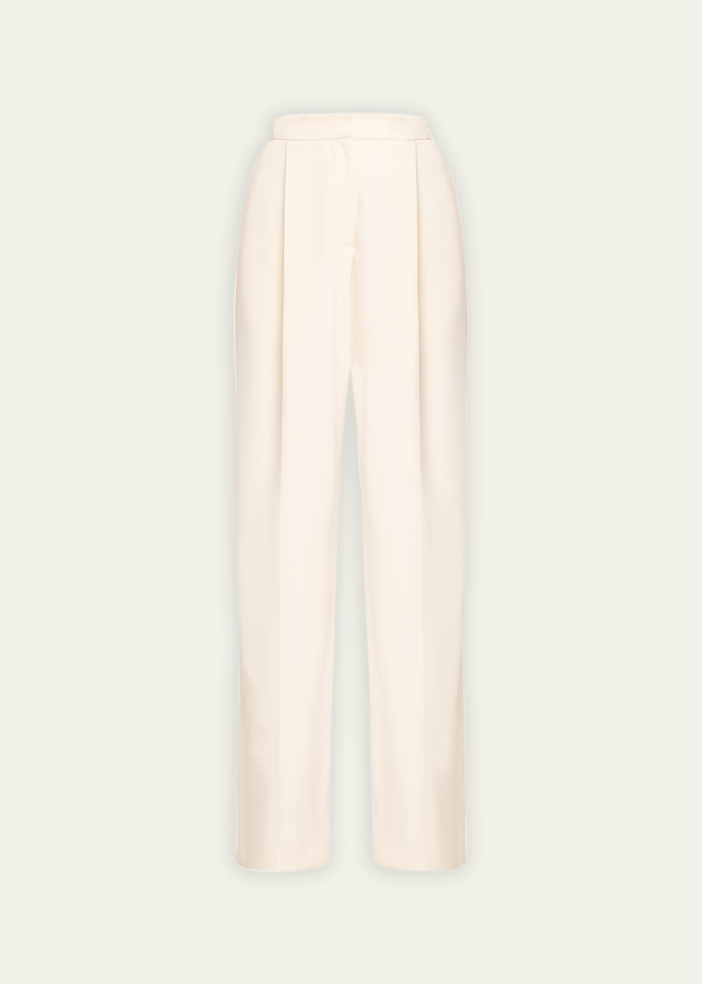 Shop Oscar De La Renta Wool Pleated Wide-leg Pants In Ivory
