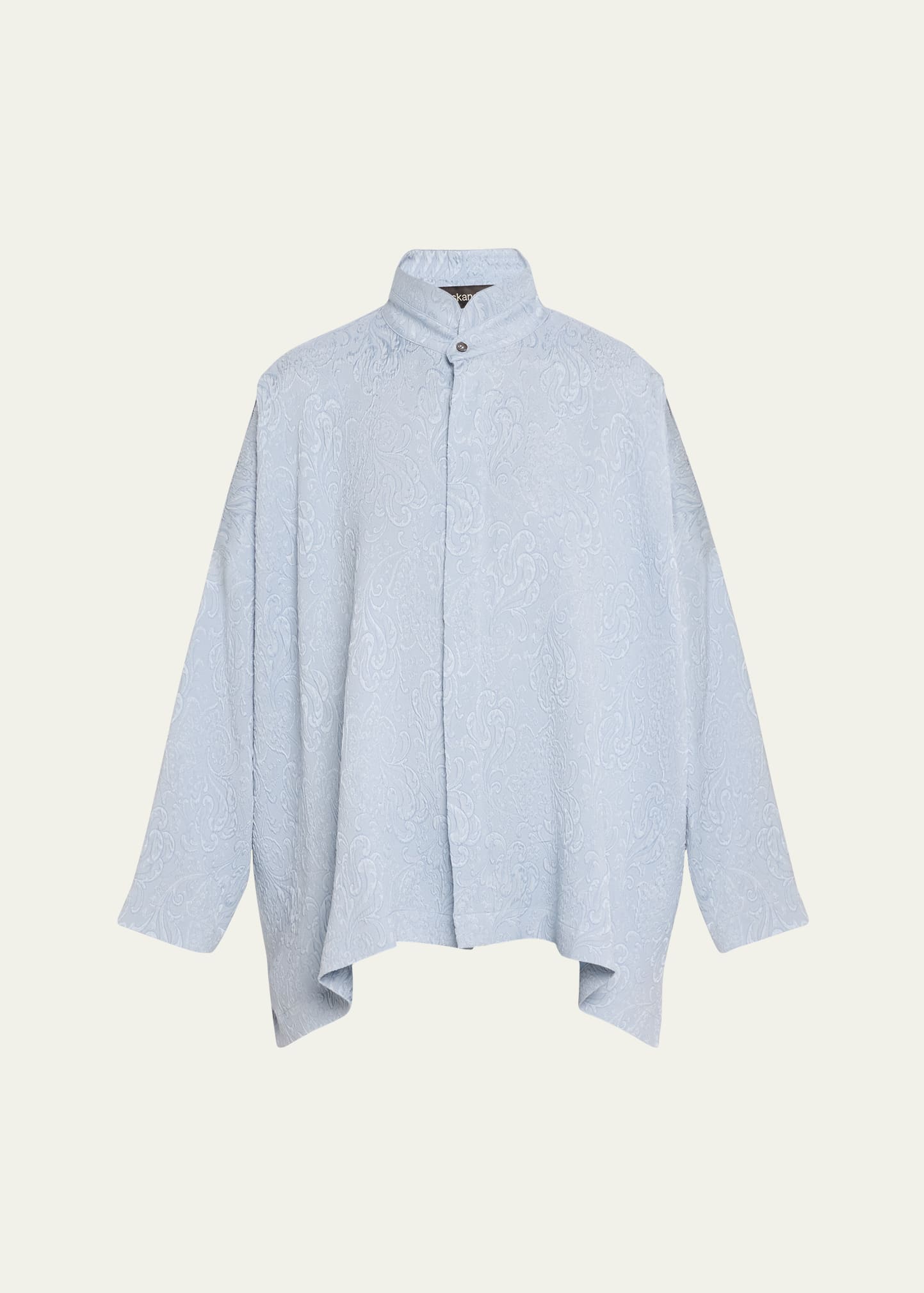 Wide Longer Back Double Stand Collar Shirt