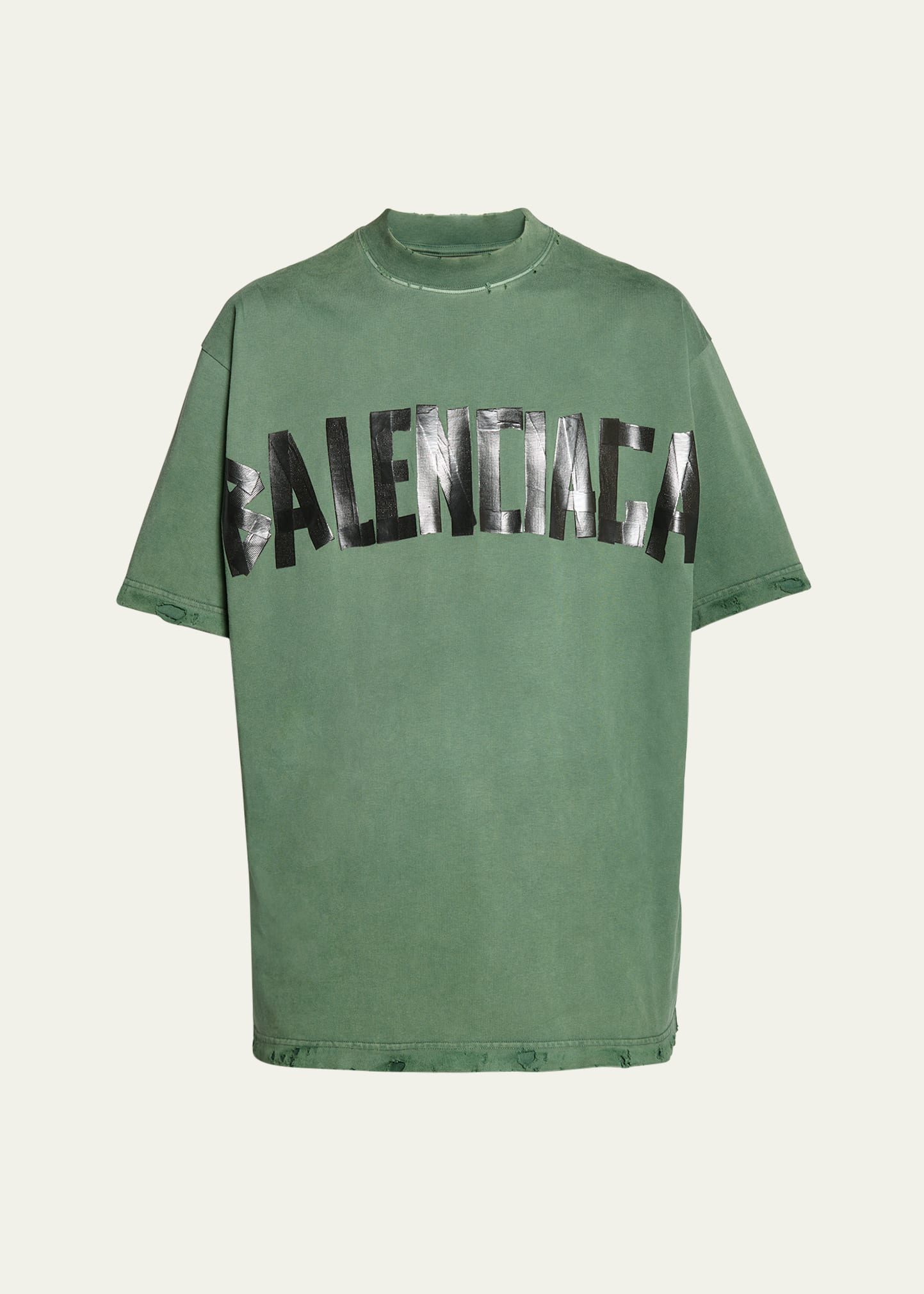 Balenciaga Logo Gaffer Type Vintage Cotton T-shirt In Dark Green