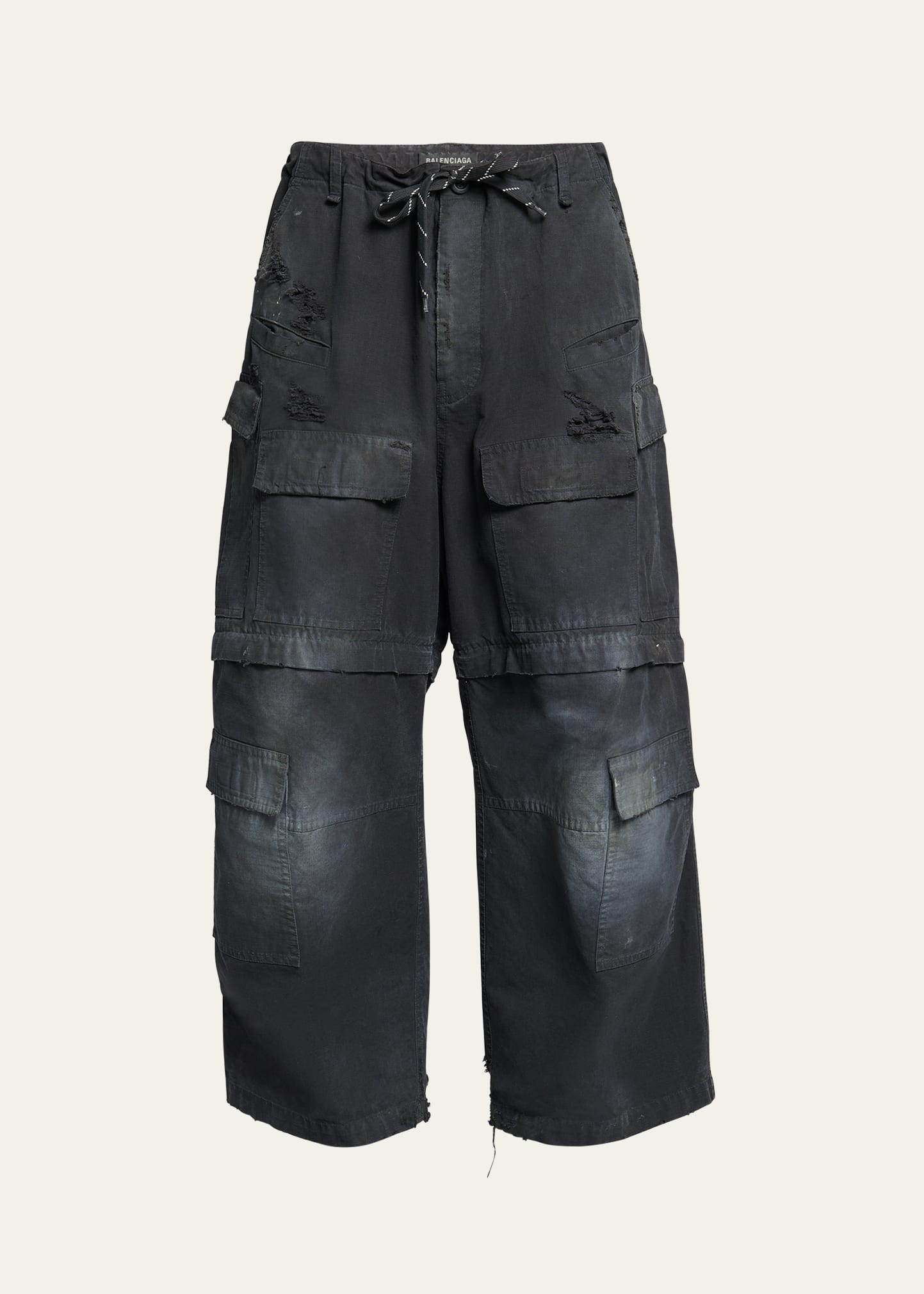 Shop Balenciaga Men's Large Cargo Pants In Noir