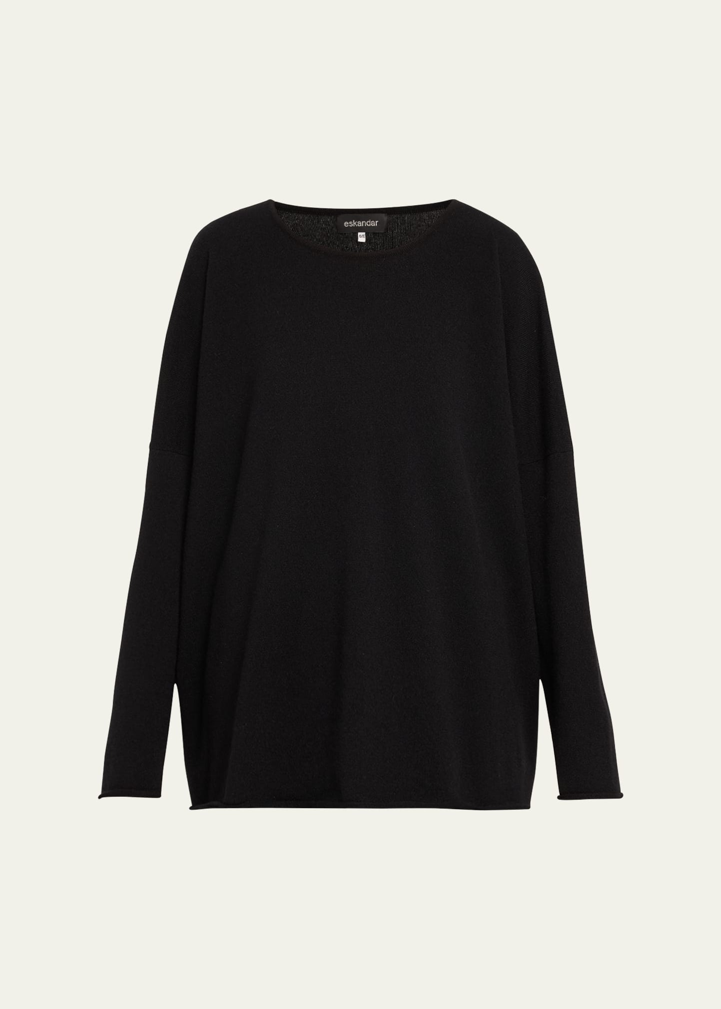 Shop Eskandar Cashmere Top With Raw Edges (mid Plus Length) In Black