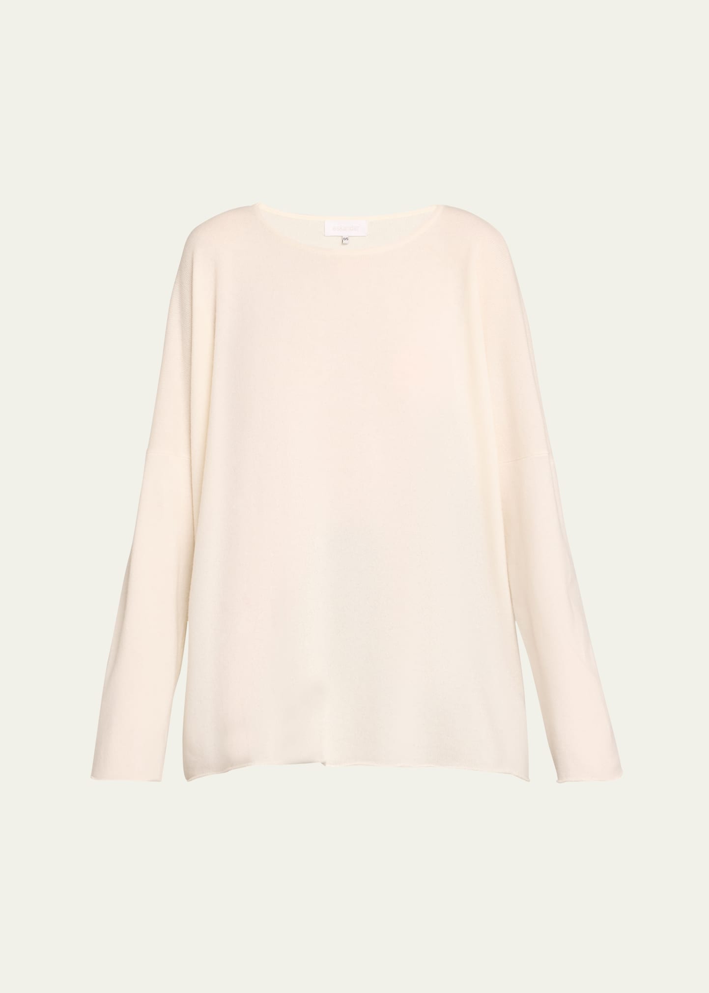 Shop Eskandar Cashmere Top With Raw Edges (mid Plus Length) In Ivory