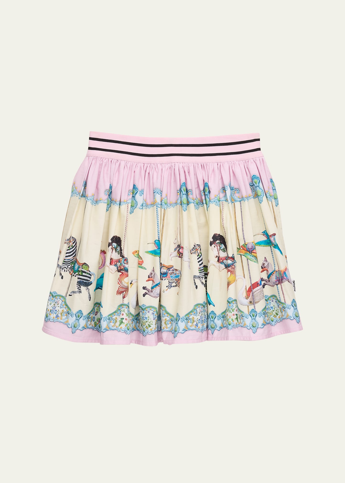 Molo Kids' Girl's Brenda Animal-printed Skirt In Sea Carousel