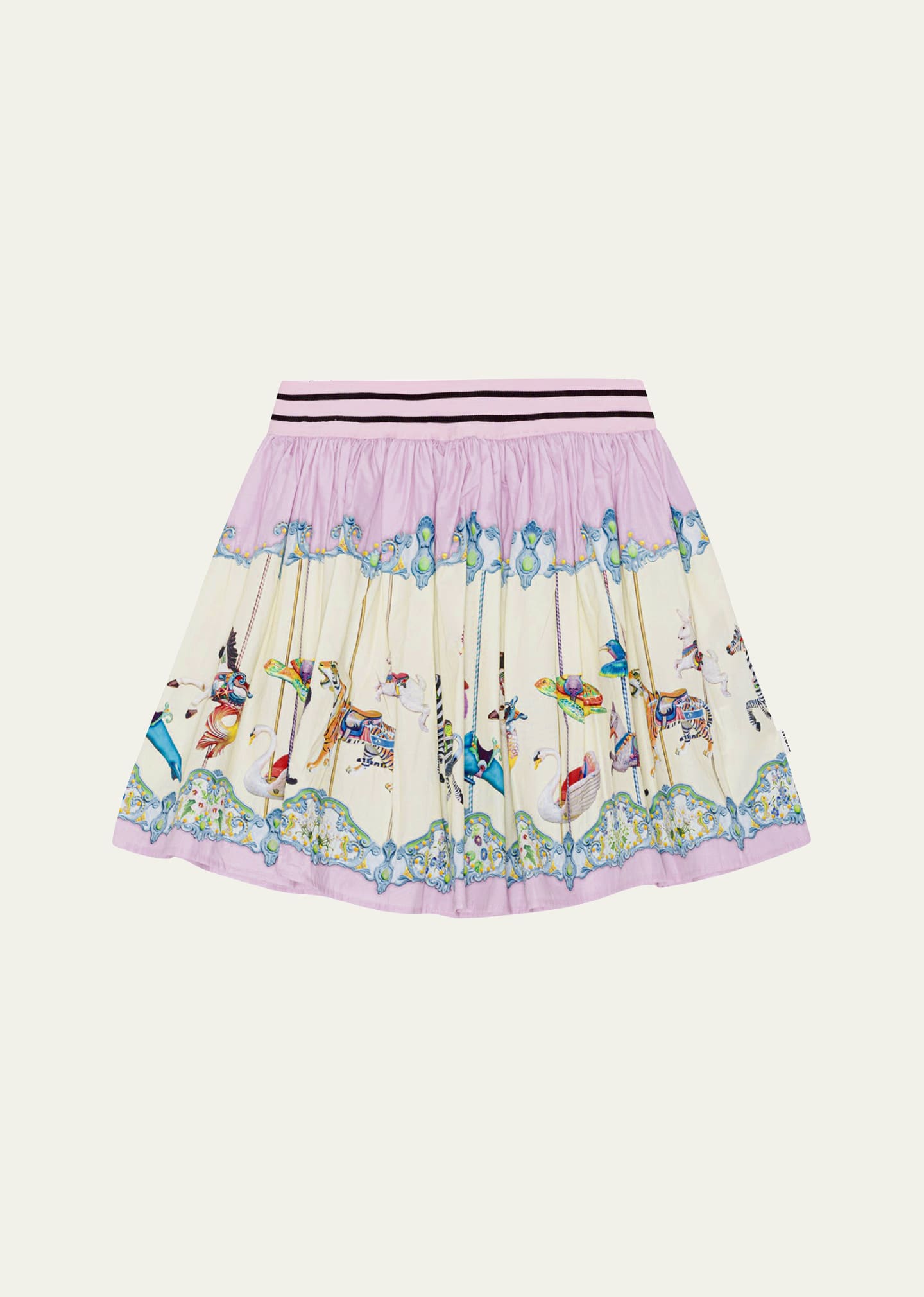 Molo Kids' Girl's Brenda Animal-printed Skirt In Sea Carousel