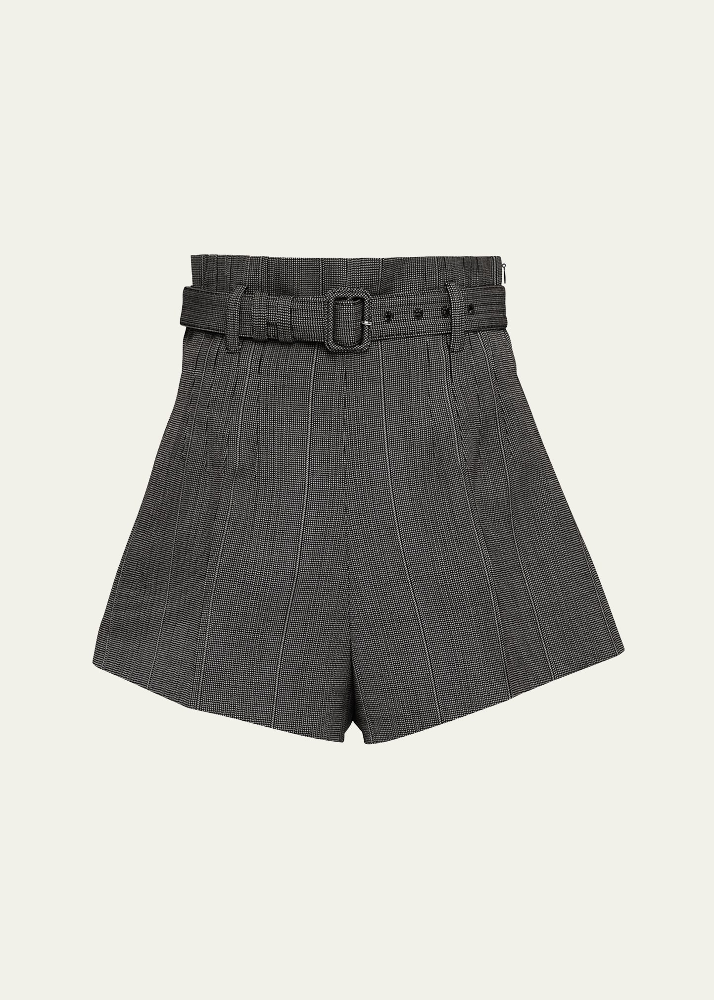 Prada Belted Wool Shorts In F0d65 Ferro