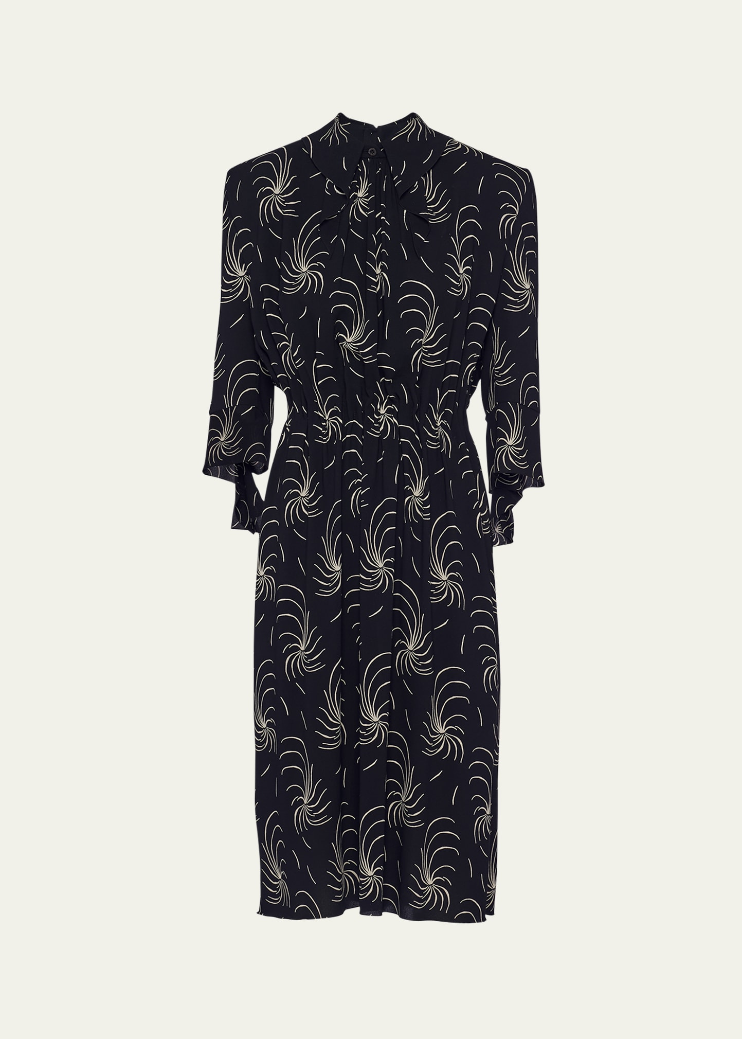 Shop Prada Printed Sable Midi Dress In F0002 Nero