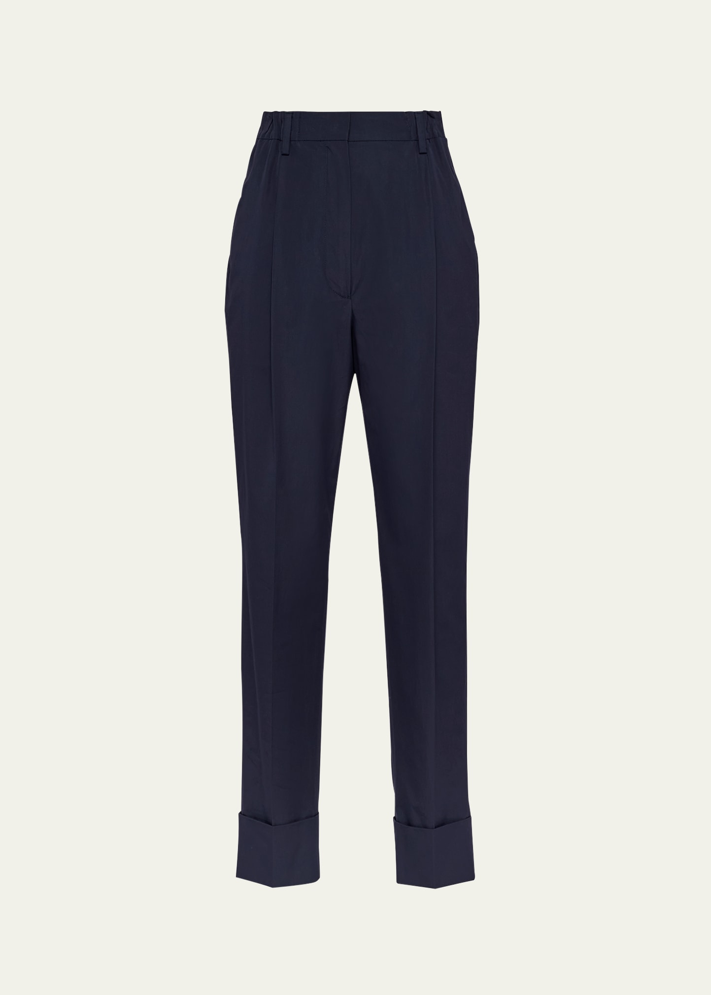 Shop Prada Cuffed Poplin Pants In F0008 Bleu