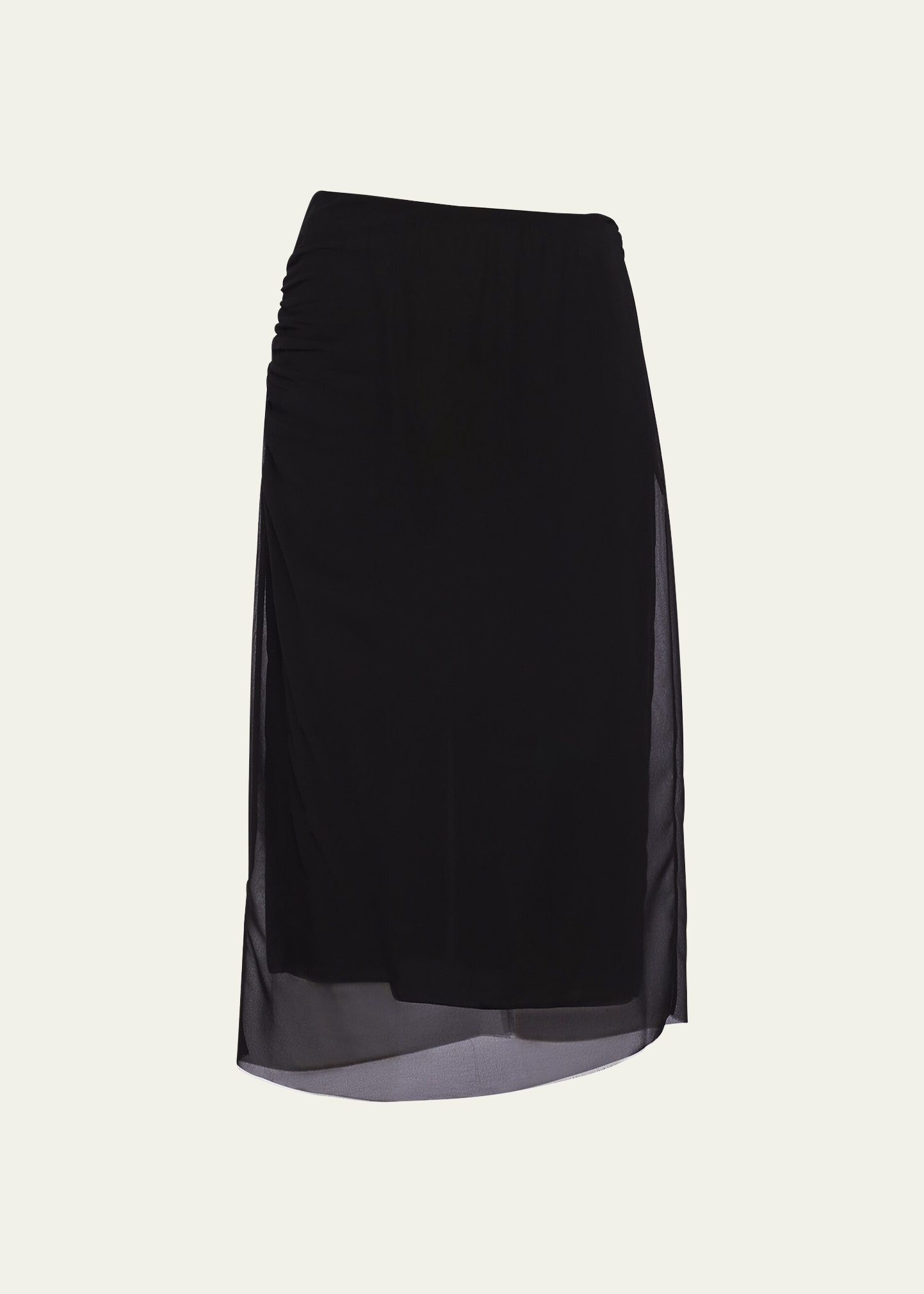 Shop Prada Georgette Midi Skirt In F0002 Nero