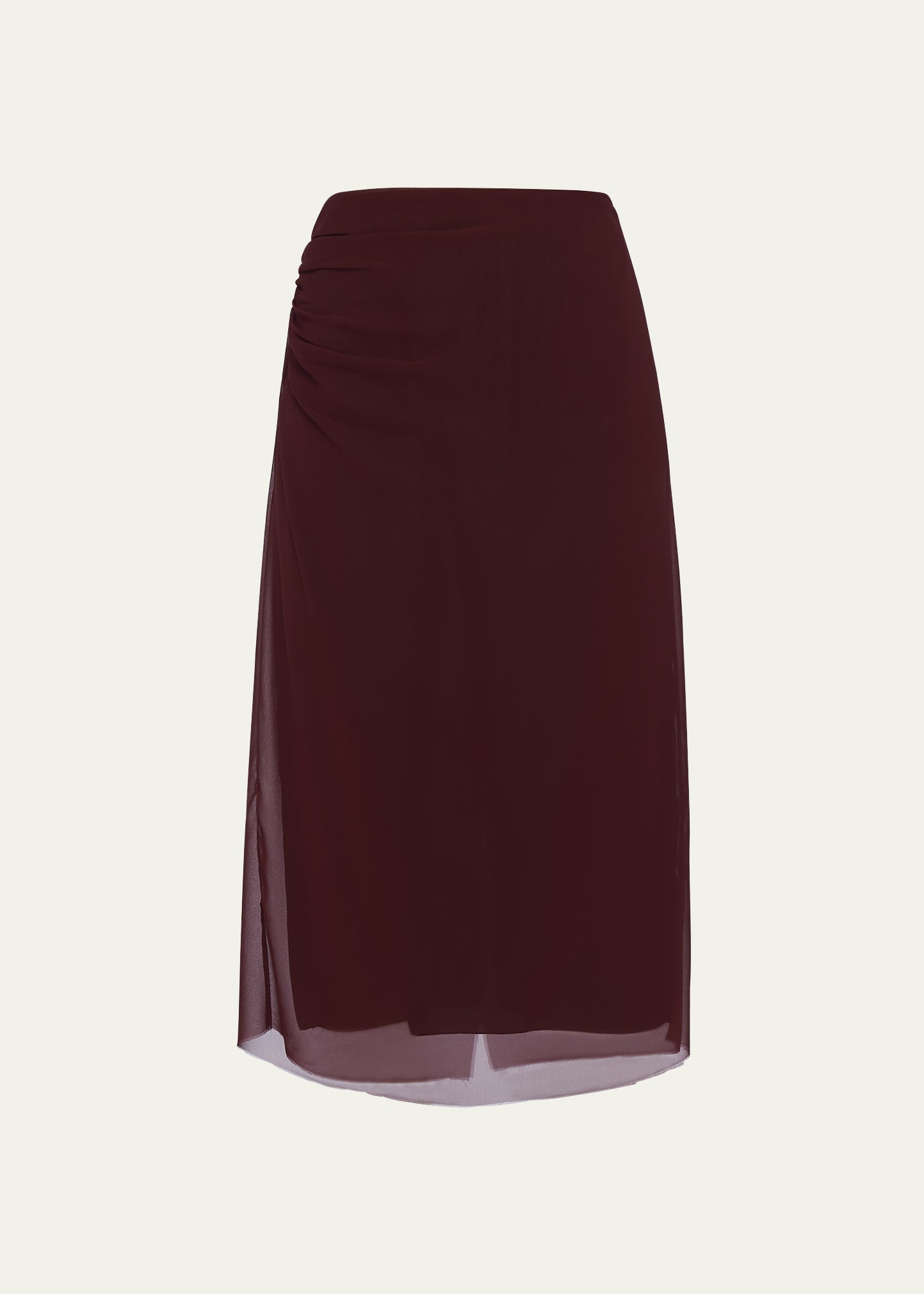 Shop Prada Georgette Midi Skirt In F0007 Bordeaux