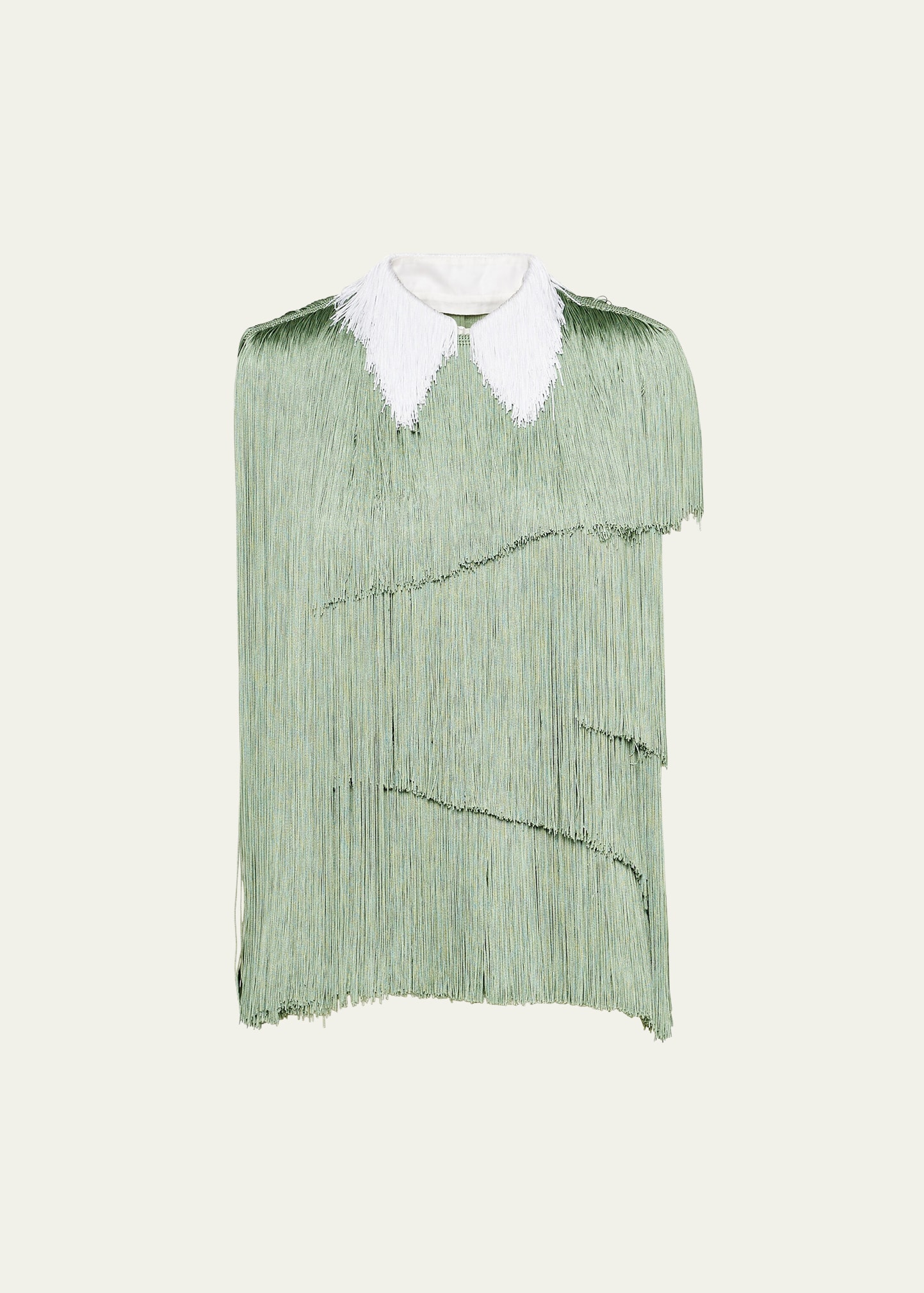 Prada Fringed Organza Blouse In F0aqi Agave
