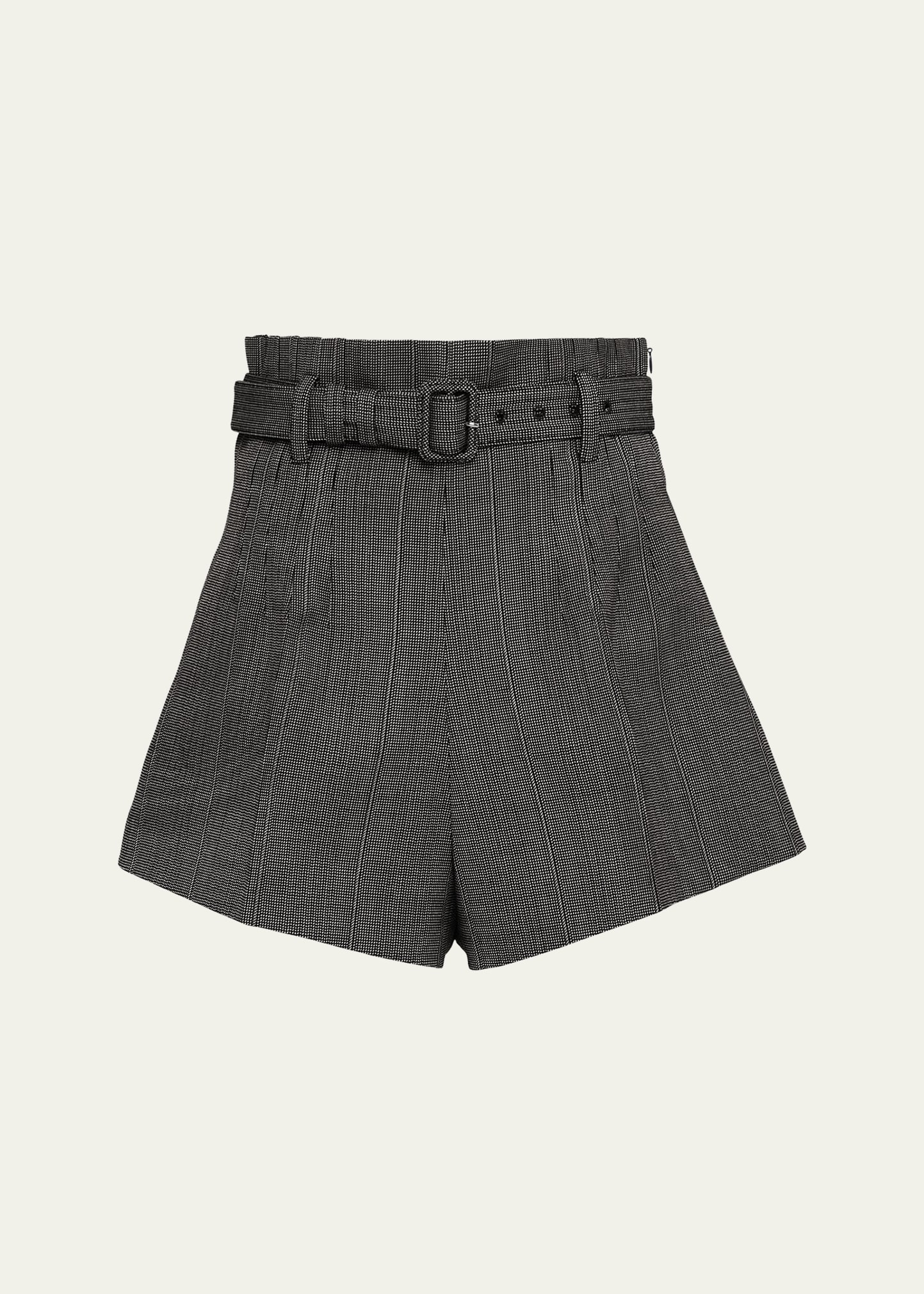 Shop Prada Pinstripe Wool Shorts With Belt In F0170 Fumo