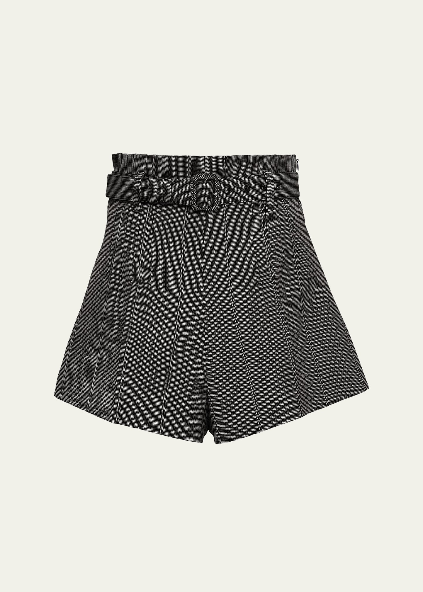 PRADA PINSTRIPE WOOL SHORTS WITH BELT