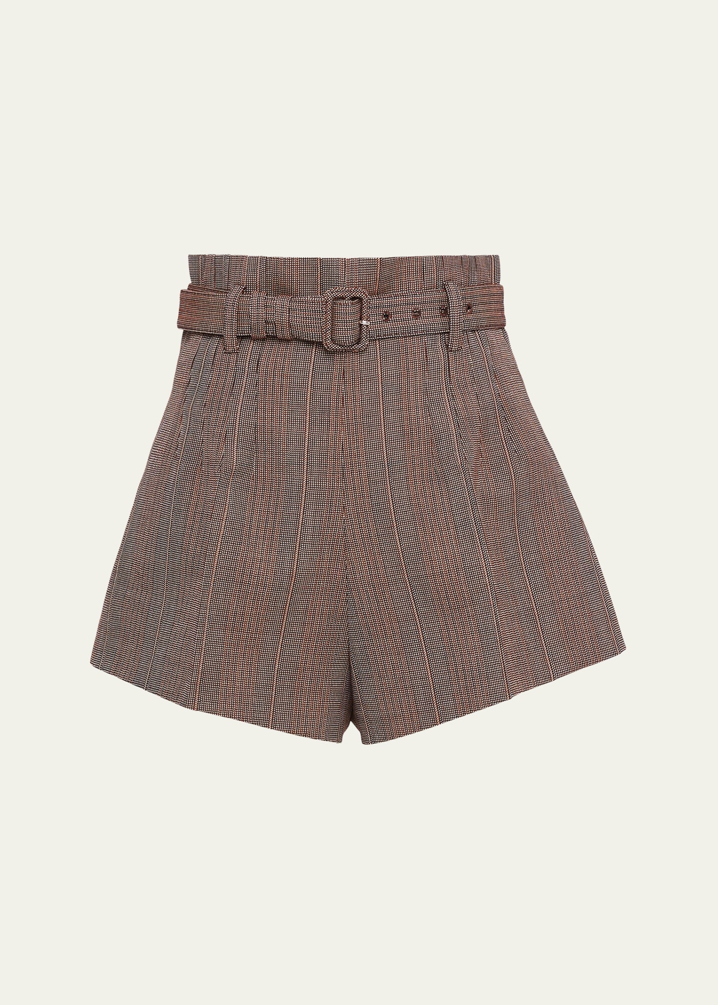 PRADA PINSTRIPE WOOL SHORTS WITH BELT