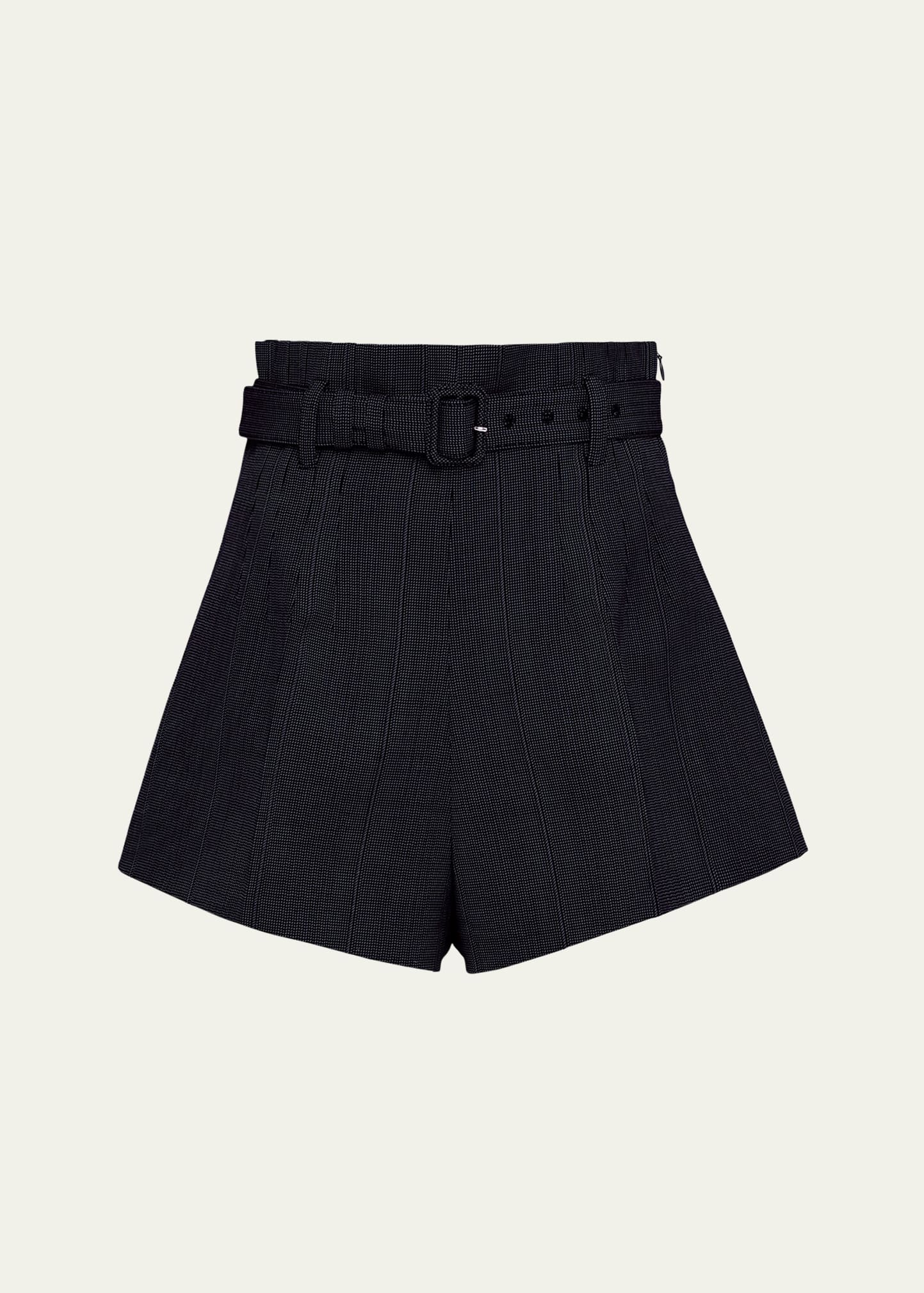 Shop Prada Pinstripe Wool Shorts With Belt In F0124 Navy