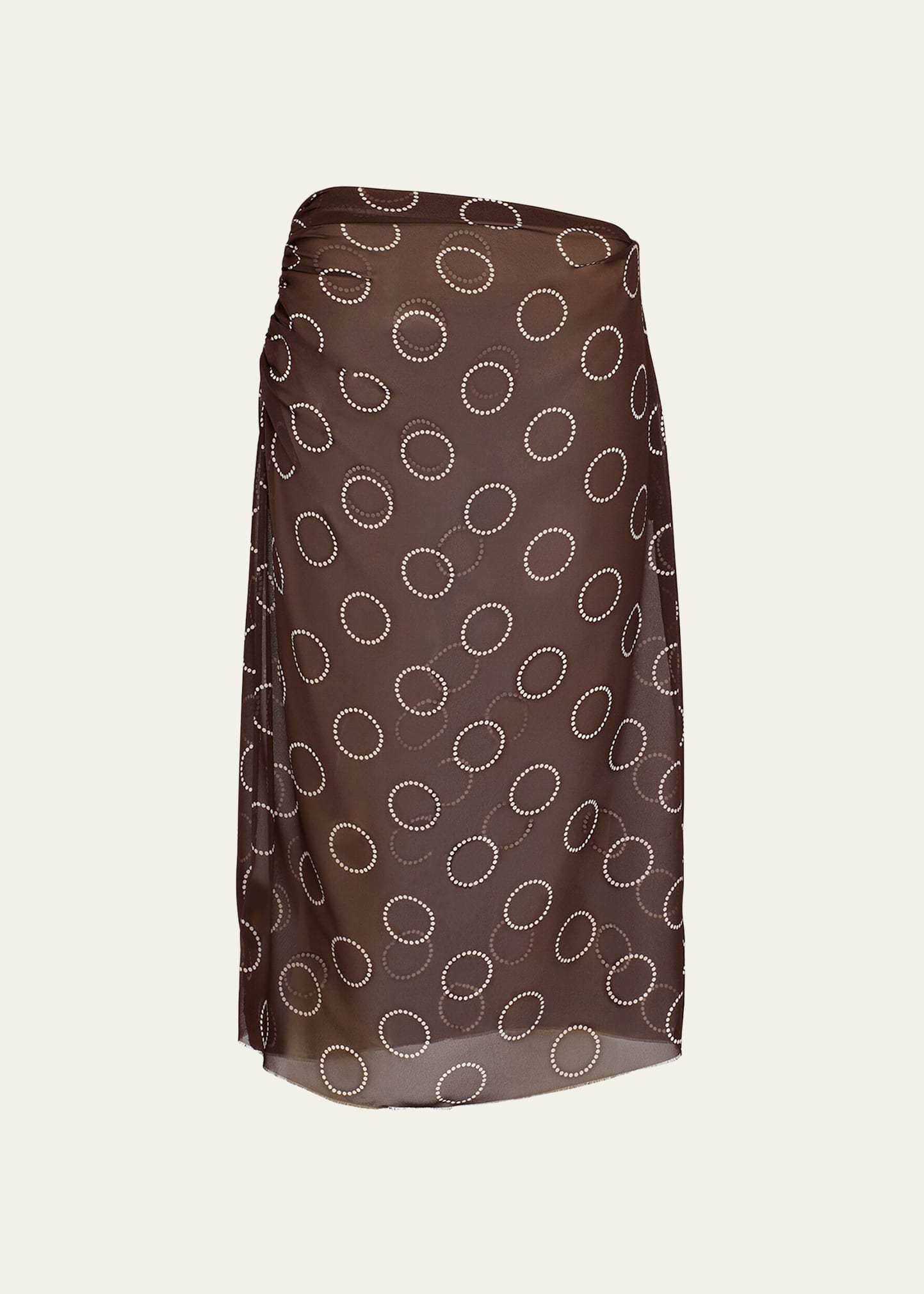 Prada Georgette Dots Midi Skirt In F0043 Mosto