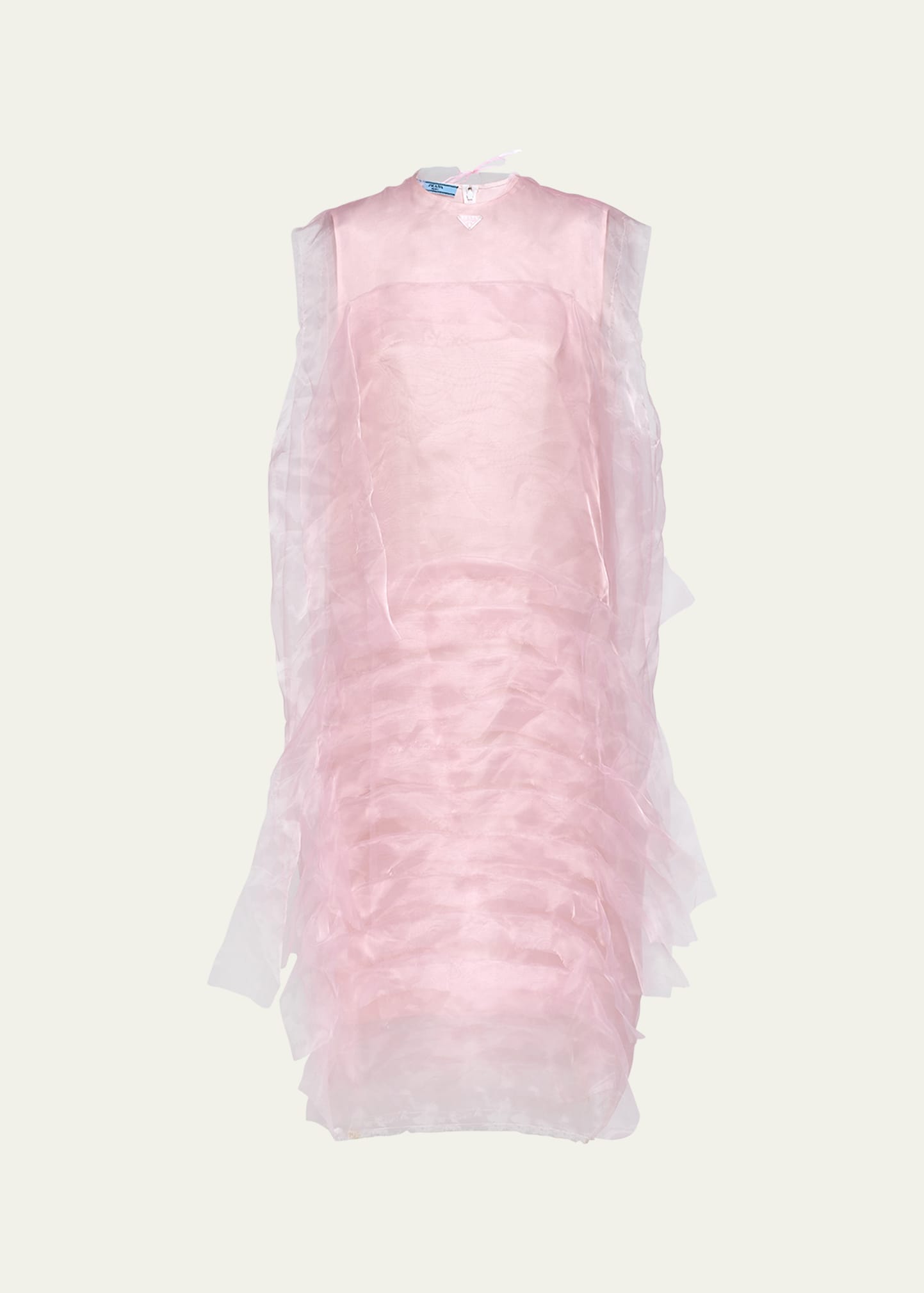 Shop Prada Sleeveless Technical Voile Dress In F0028 Rosa