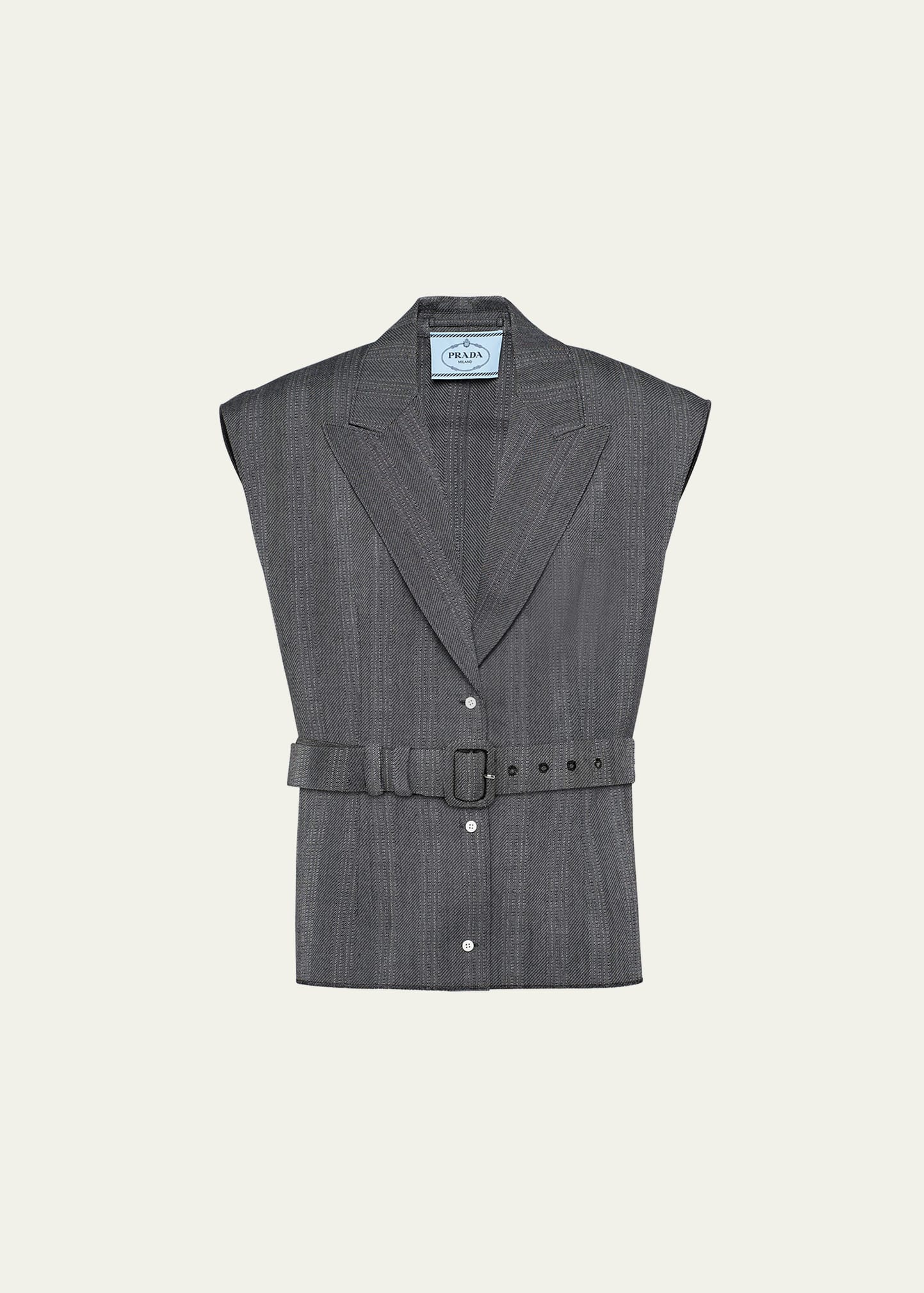 Prada Single-breasted Pinstripe Wool Vest In F0d65 Ferro