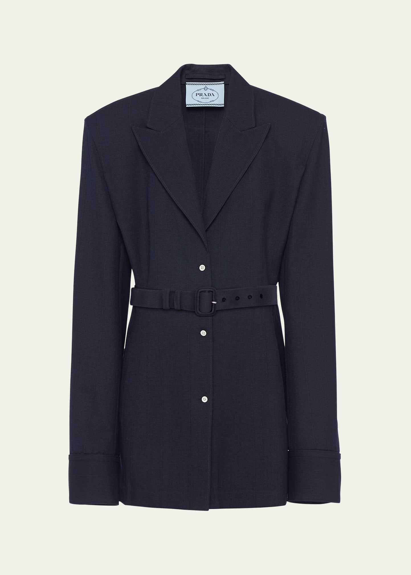 Shop Prada Single-breasted Pinstripe Wool Jacket In F0124 Navy