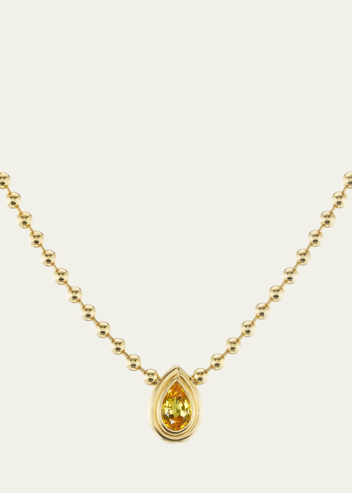 18K Yellow Gold Double Bubble Pear Necklace with Yellow Sapphire