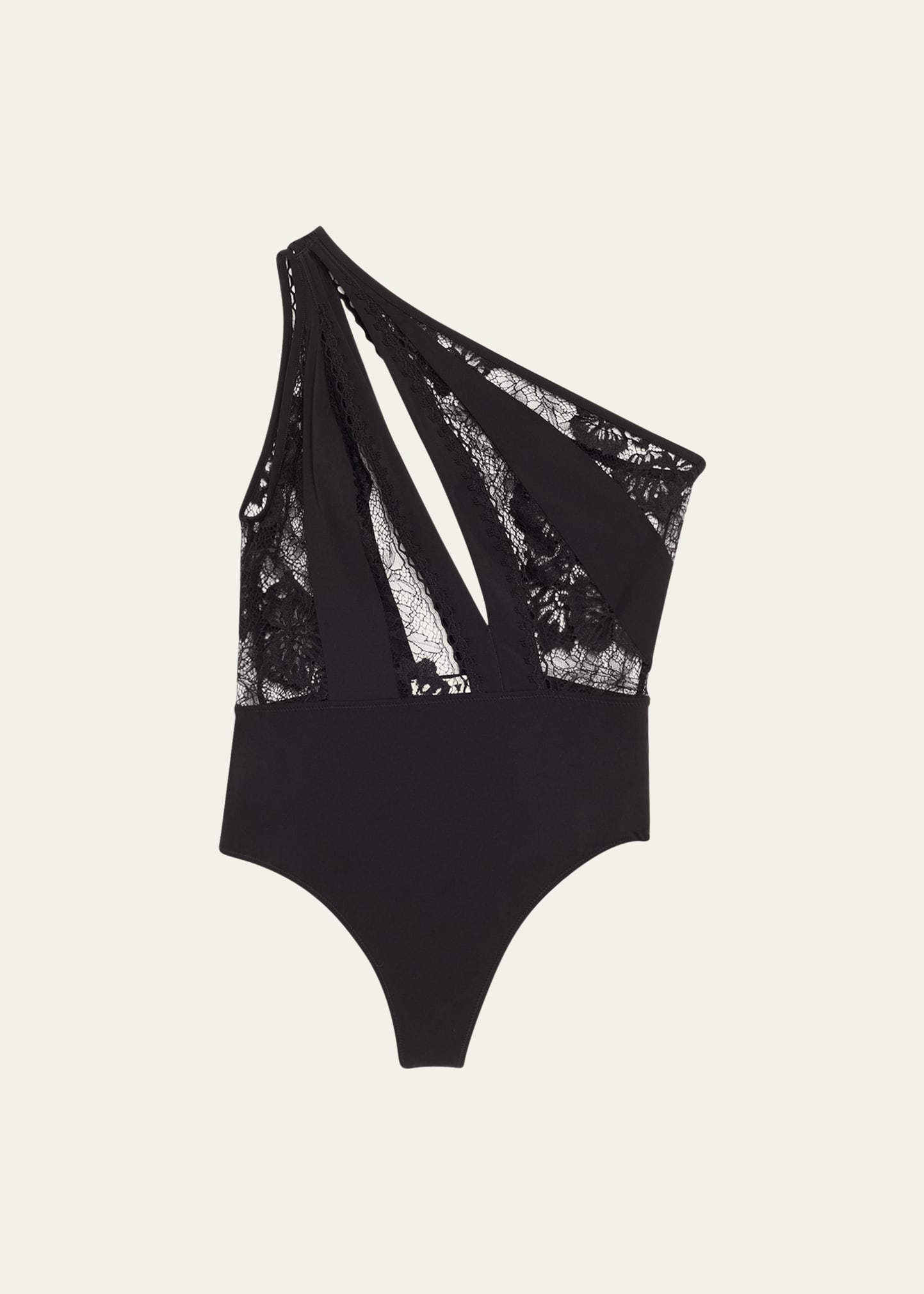 Shop Livy Broadway Cutout Microfiber And Lace Bodysuit In Black
