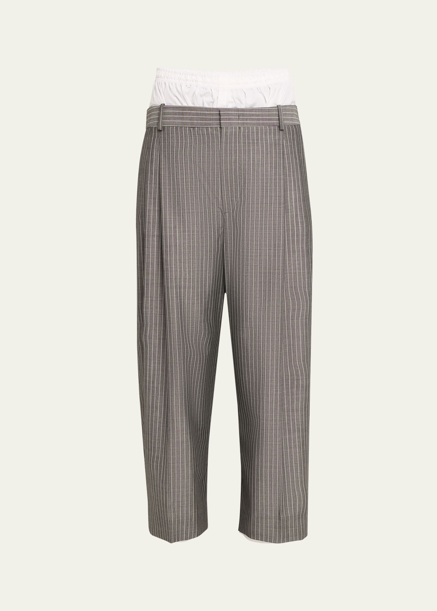 Men's Pinstripe Wool Boxer Trousers