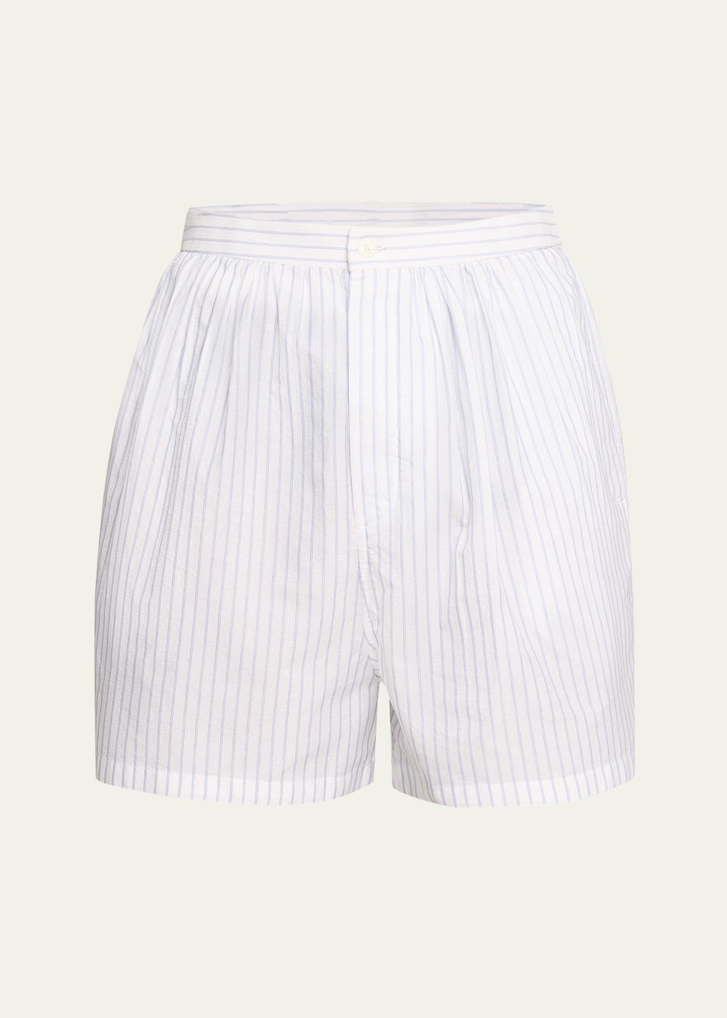 Men's Cotton Poplin Pinstripe Pleated Shorts