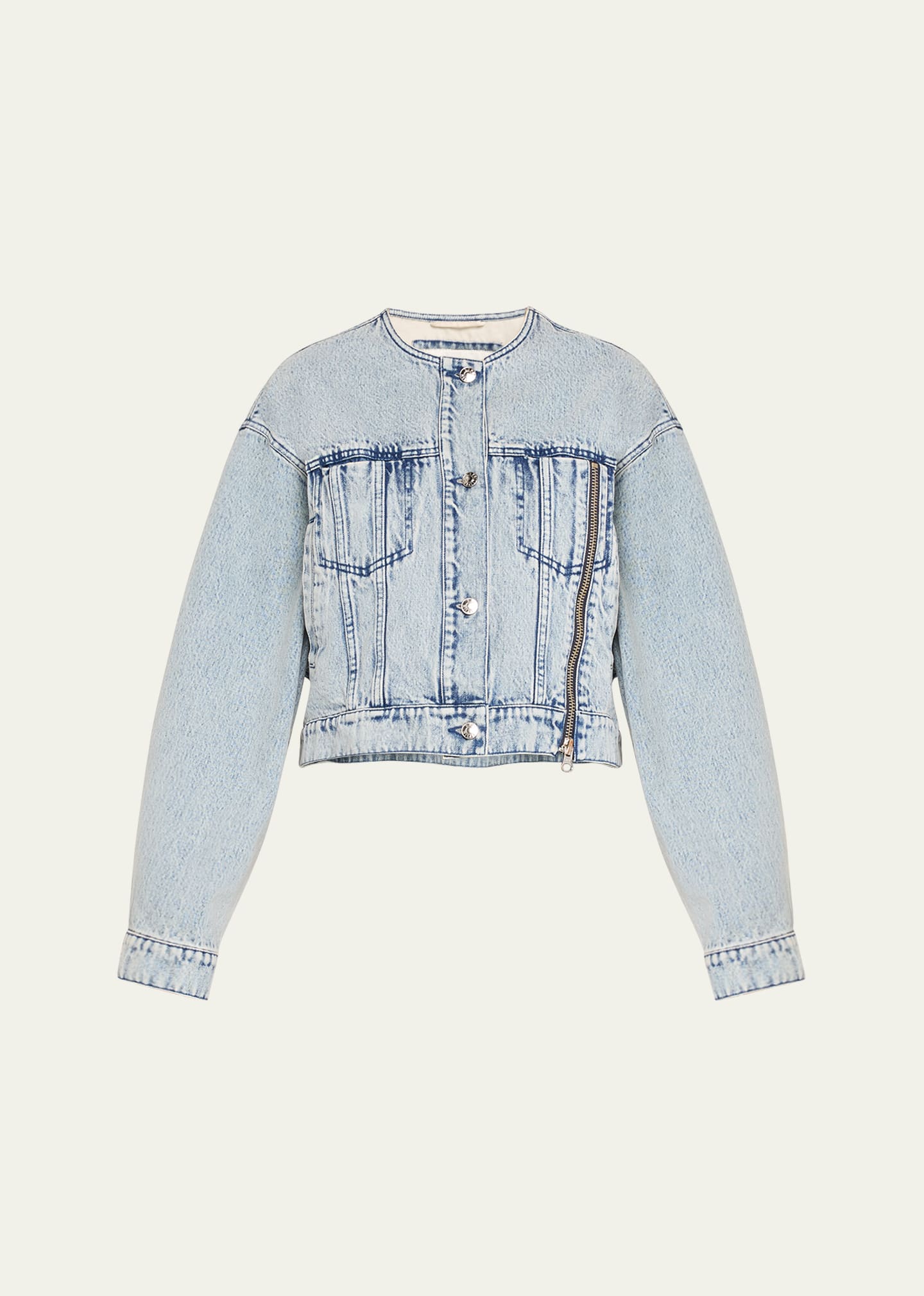 3.1 Phillip Lim Collarless Denim Jacket In Malibu Blue